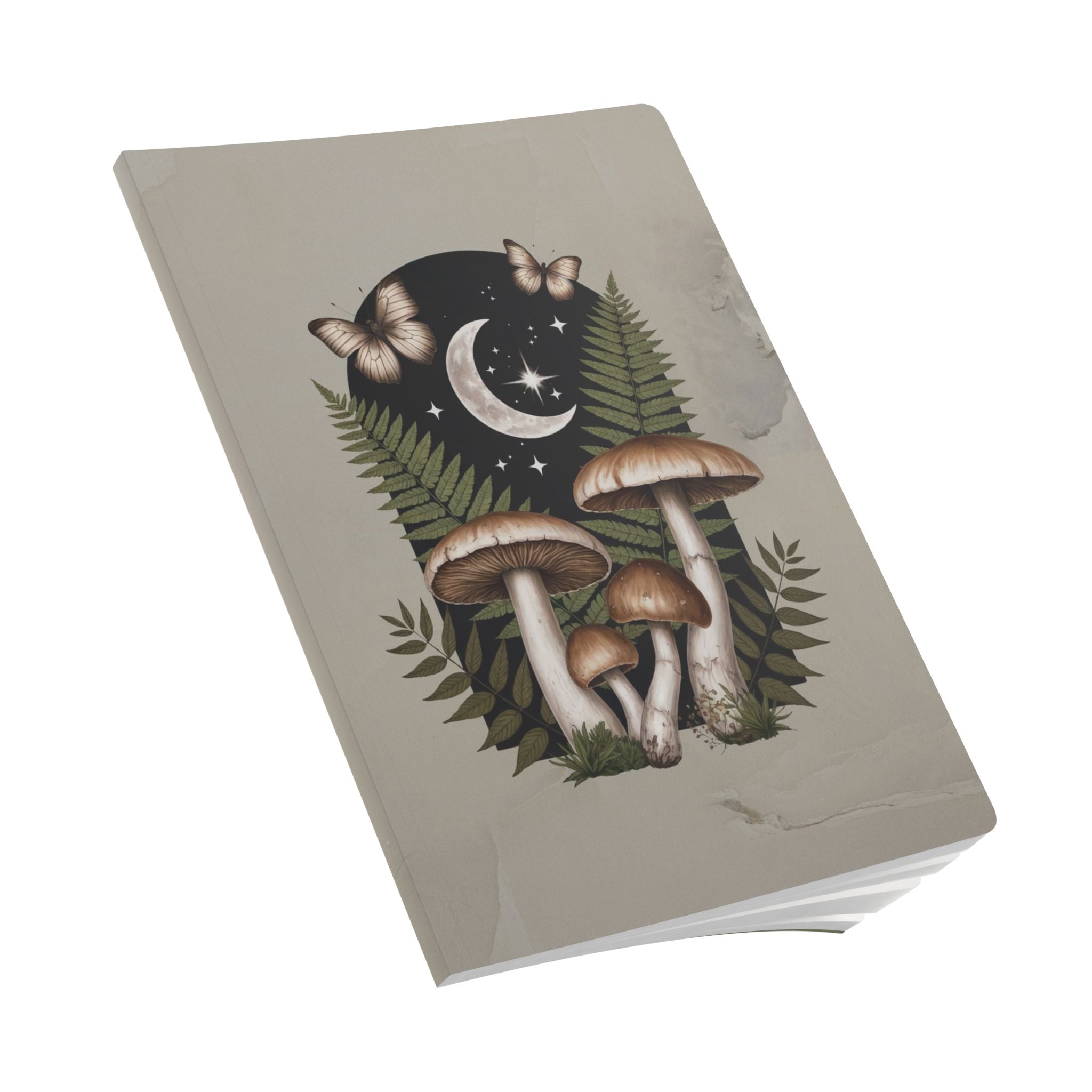 Mushroom Moon Softcover Journal | Botanical Night Sky Notebook