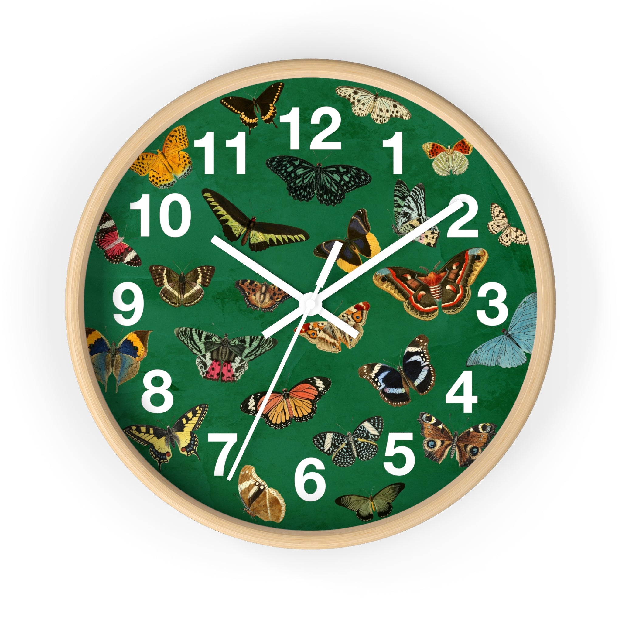 Verdant Green Butterfly & Moth Wall Clock