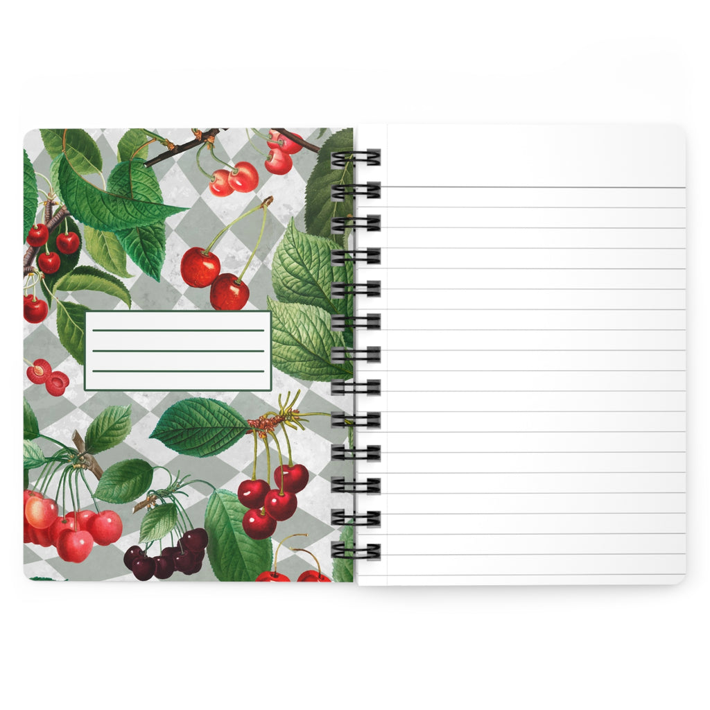 Cherry Gray Checkered Spiral Laminated Journal Notebook