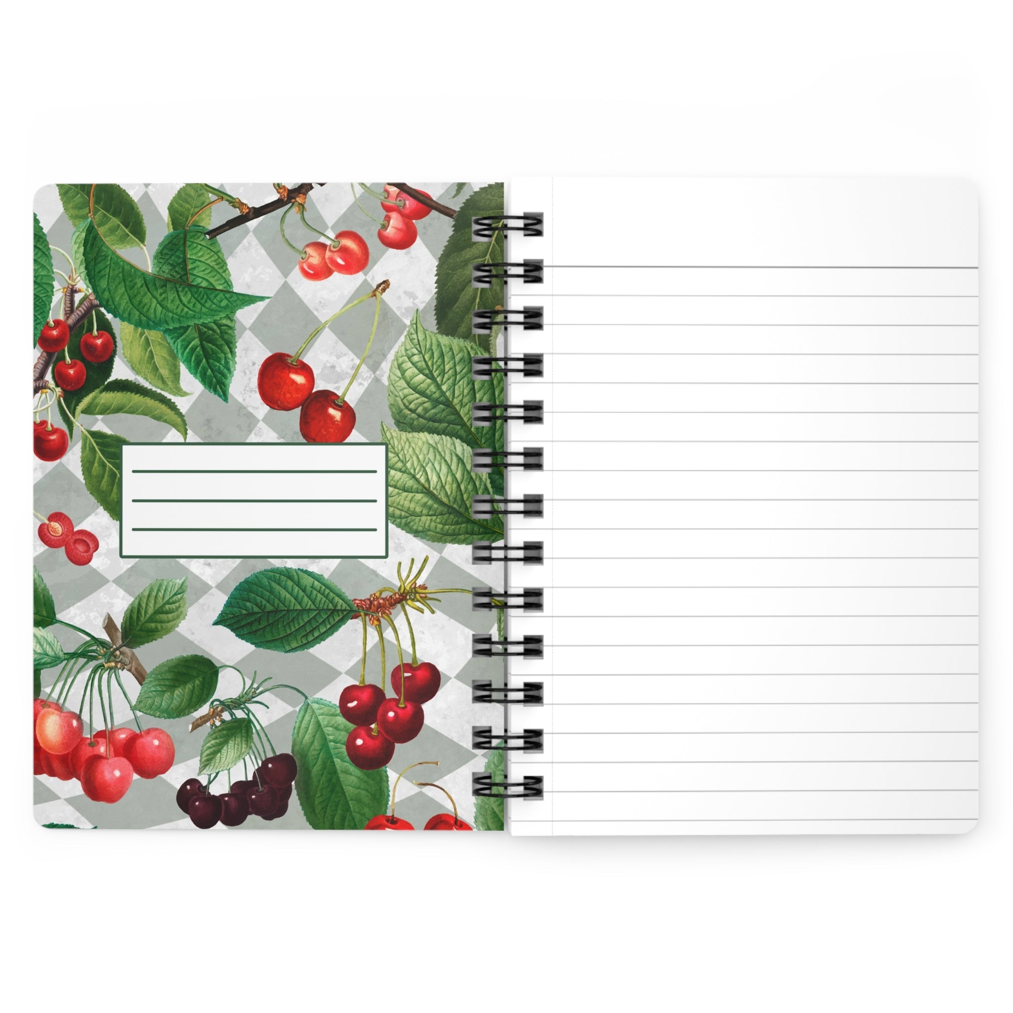 Cherry Gray Checkered Spiral Laminated Journal Notebook