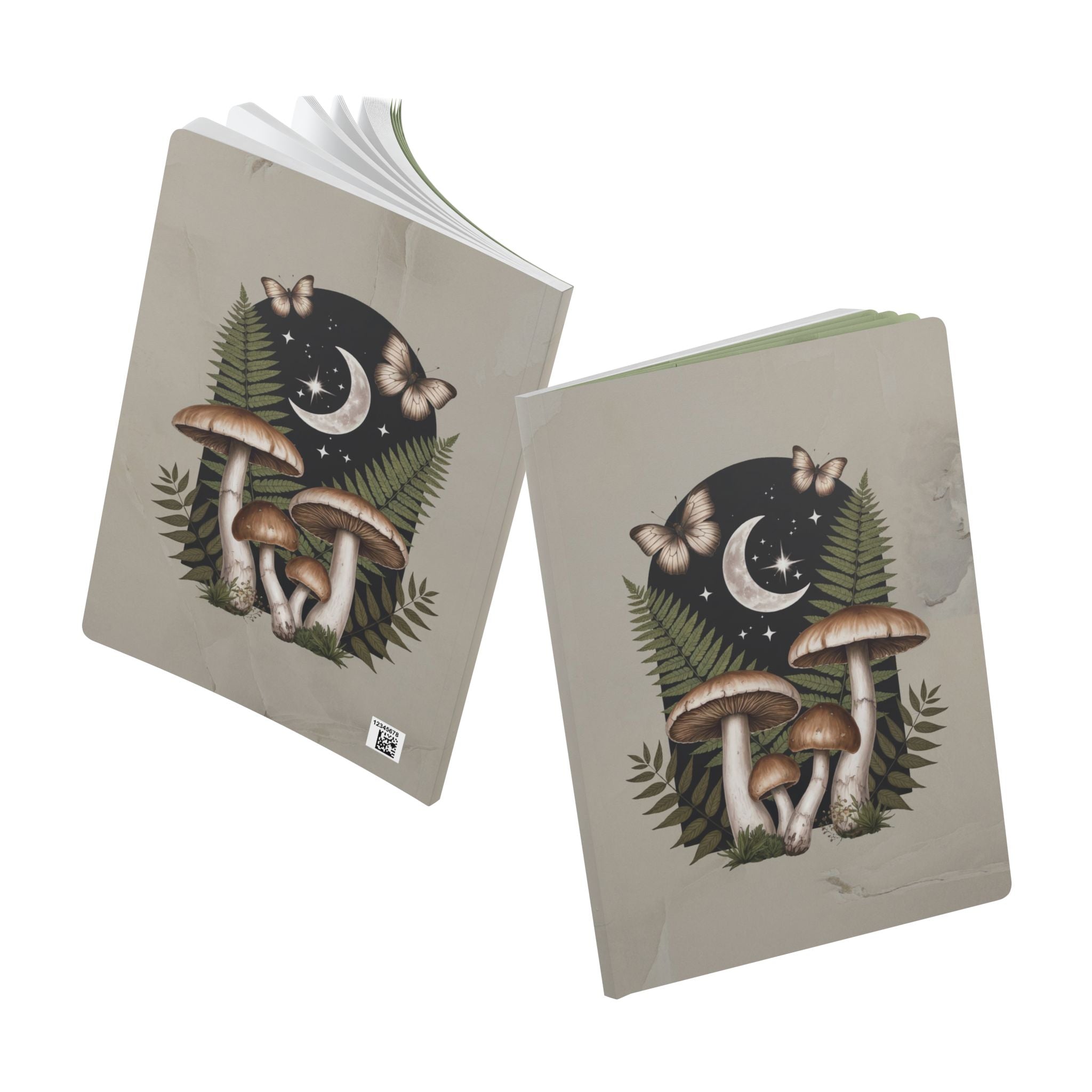 Mushroom Moon Softcover Journal | Botanical Night Sky Notebook