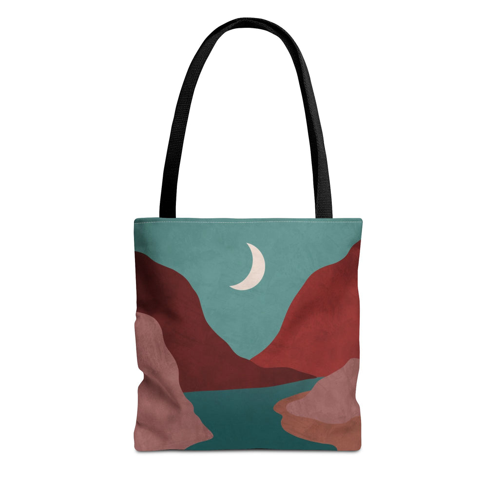 Moonlit Mountain Stream Tote Bag | Burgundy And Teal