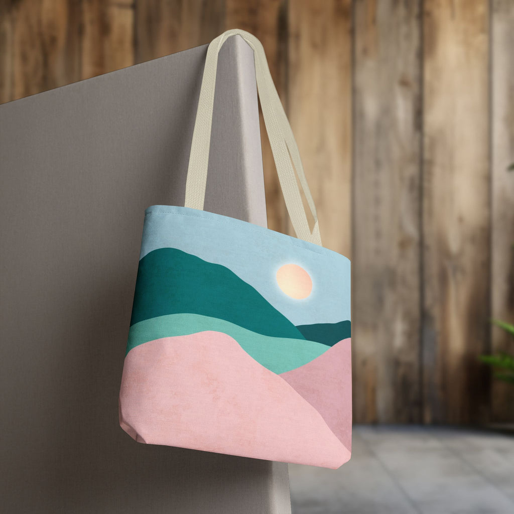 Mountain Desert Pastel Tote Bag | Mint, Teal & Pink