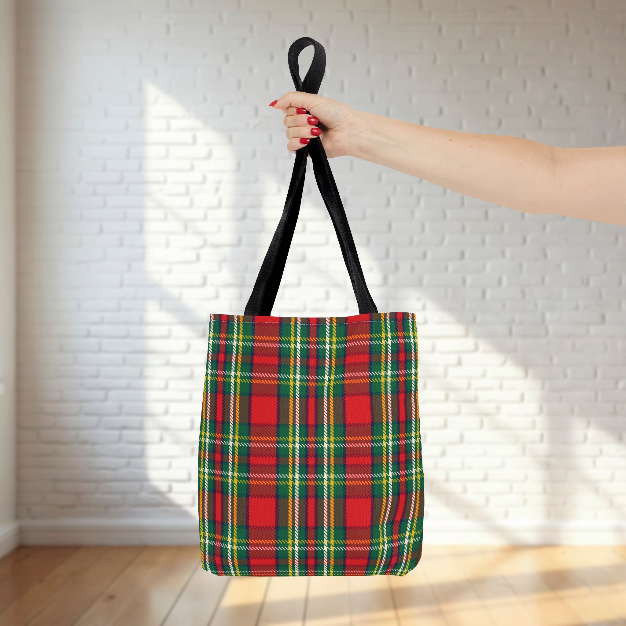 Red Green Tartan Plaid Tote Bag | Classic Scottish Plaid Carryall