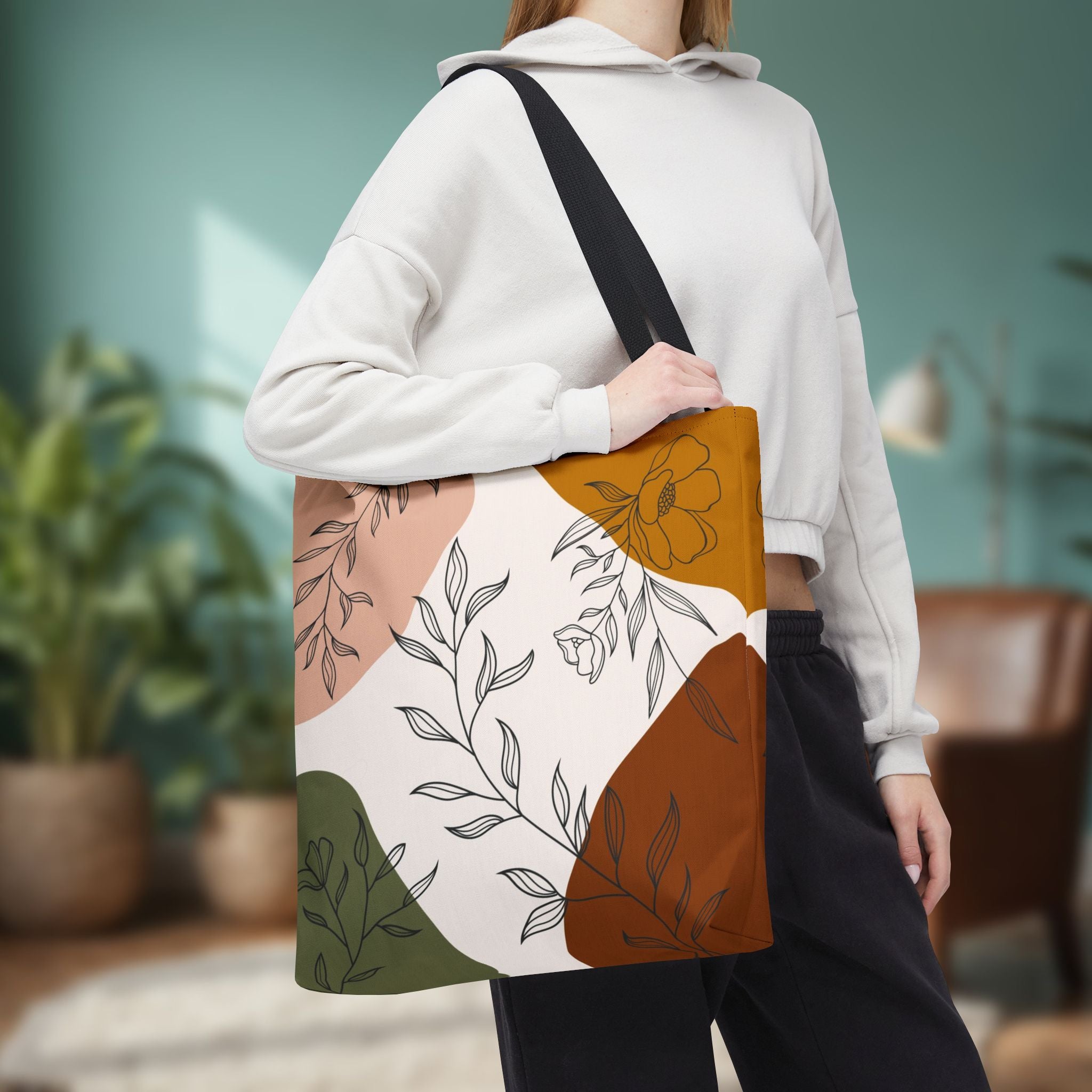 Abstract Floral Line Art Tote Bag | Minimal Botanical Illustration
