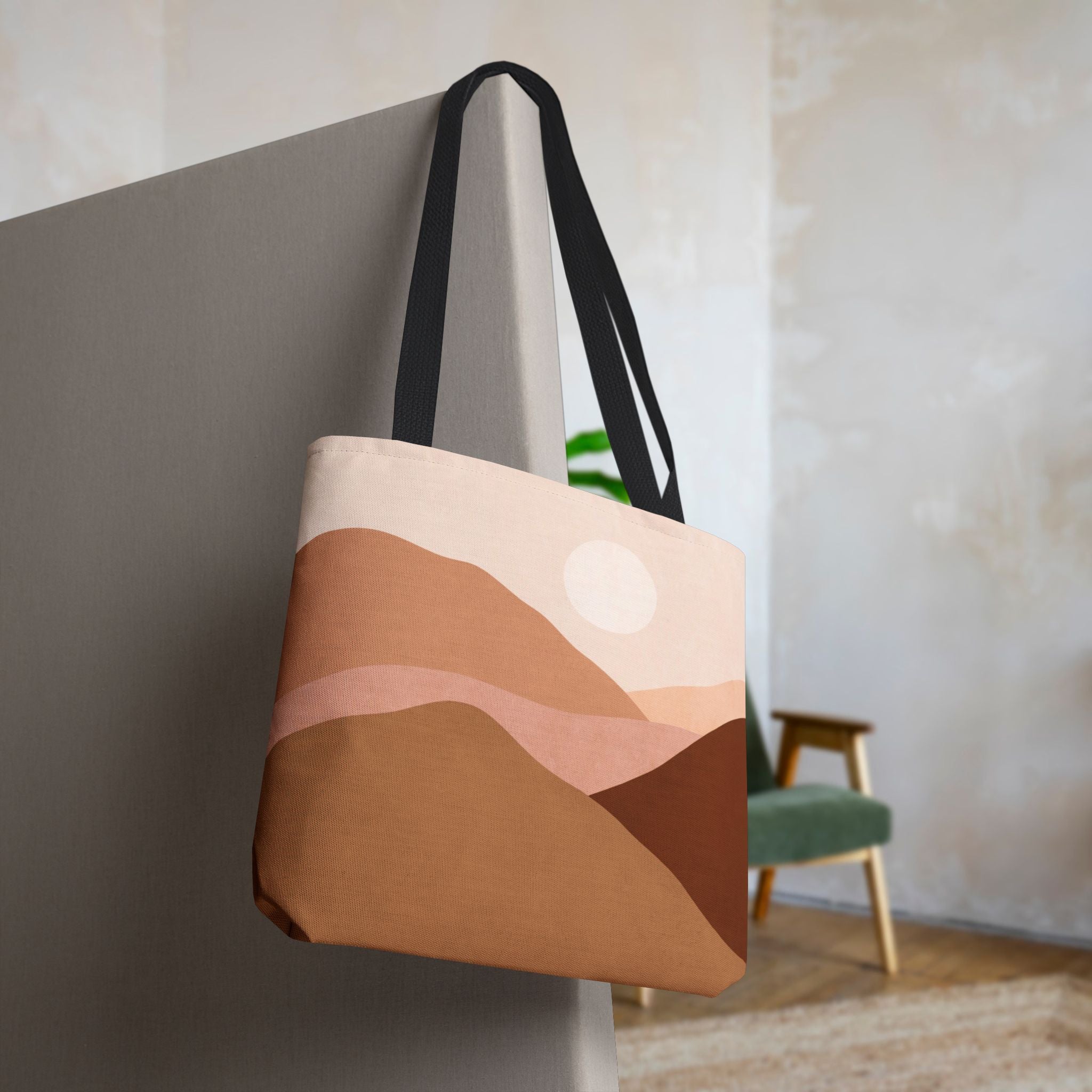 Mountain Desert Neutral Tote Bag | Scenic Mountain & Desert Print Tote