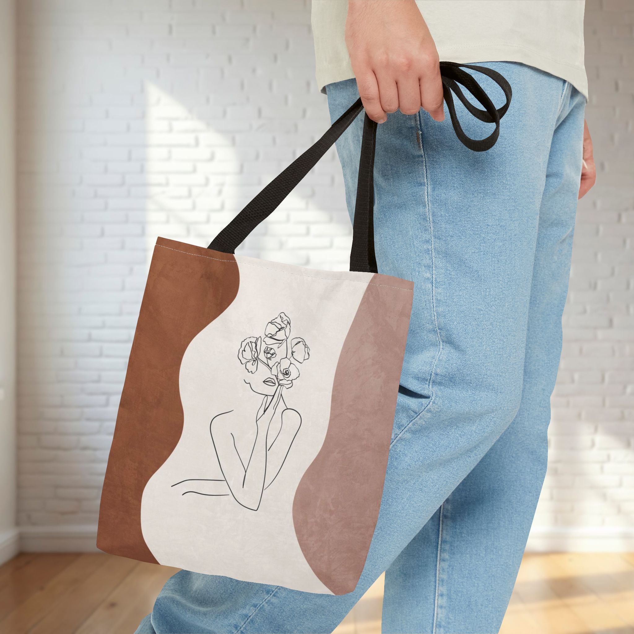 Abstract Woman Line Art Minimalist Tote Bag — Minimalist Line Drawing Tote