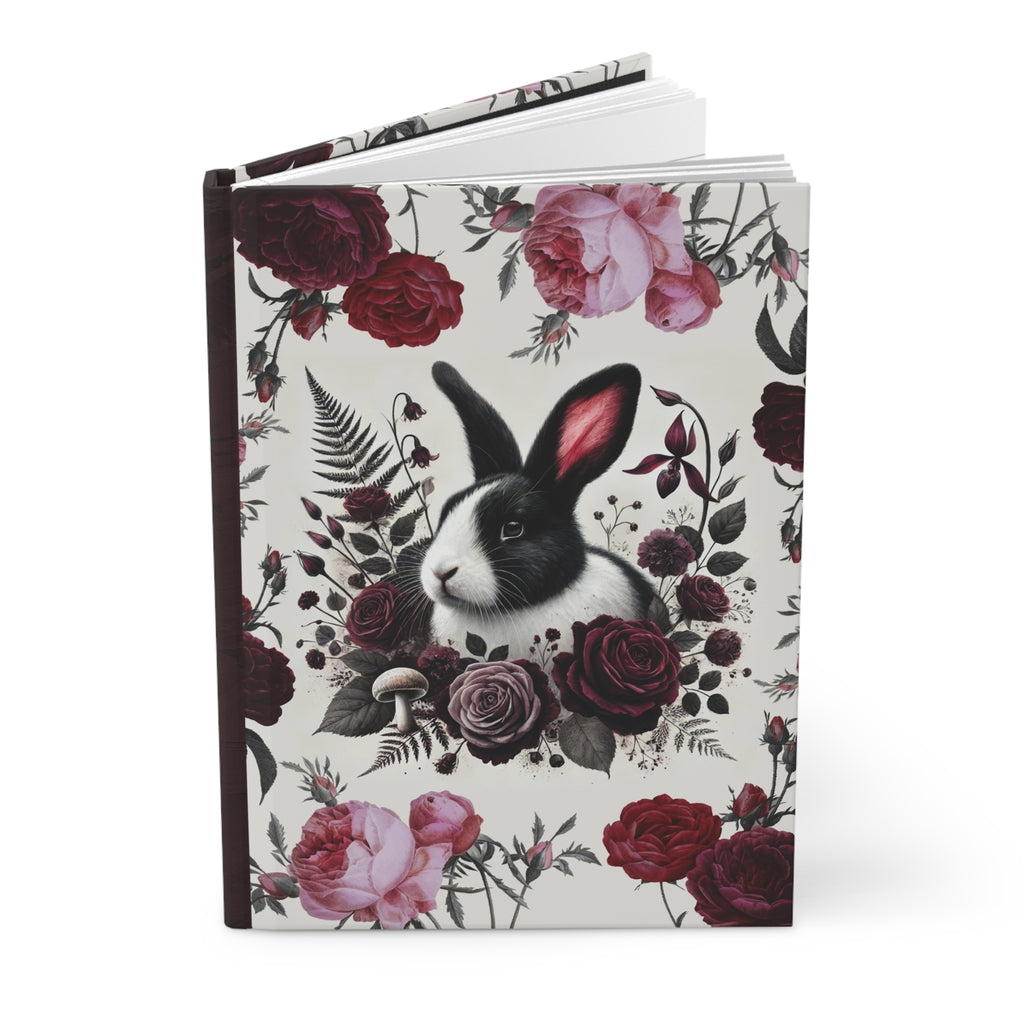 Black Dutch Rabbit Floral Hardcover Journal