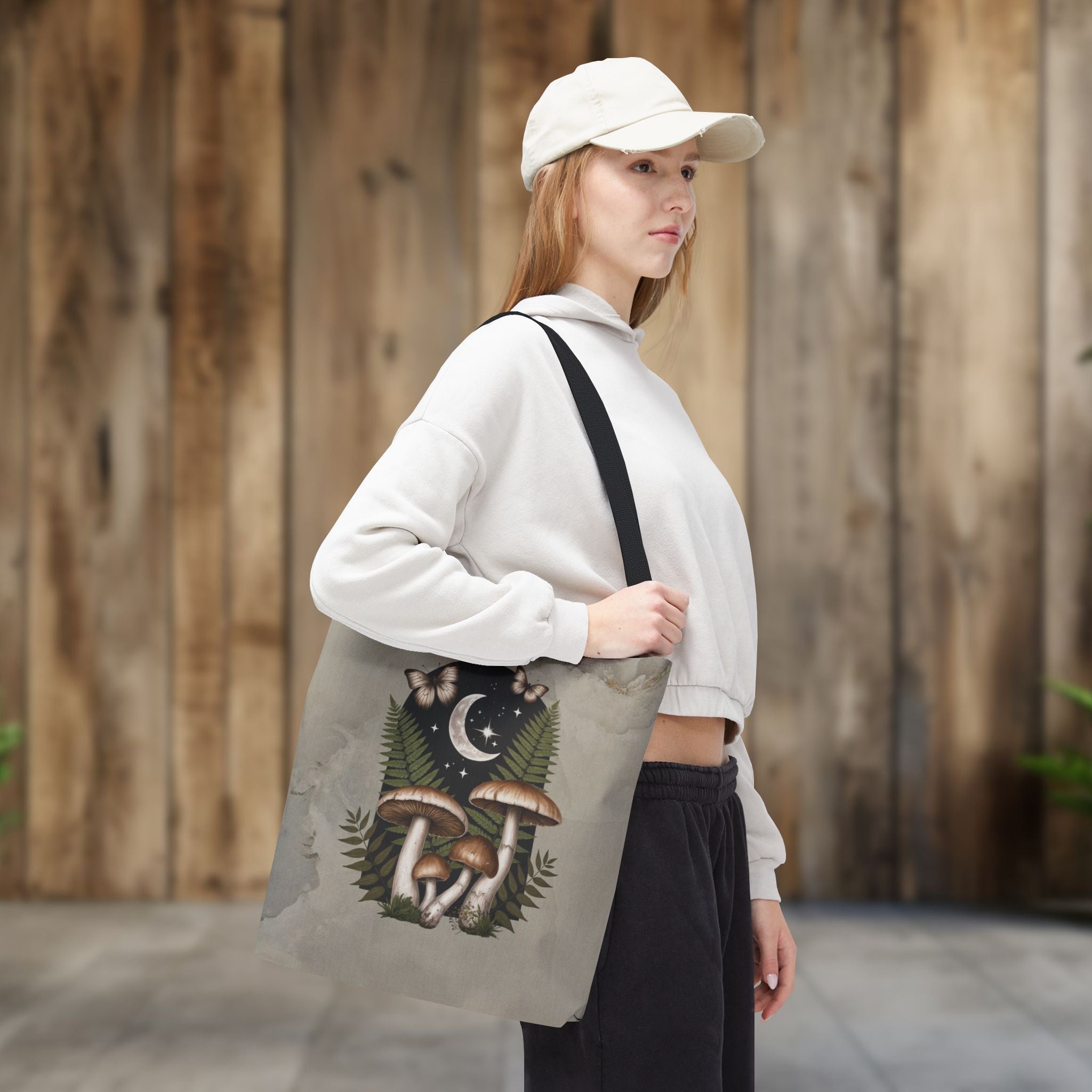 Mushroom Moon Cottagecore Tote Bag