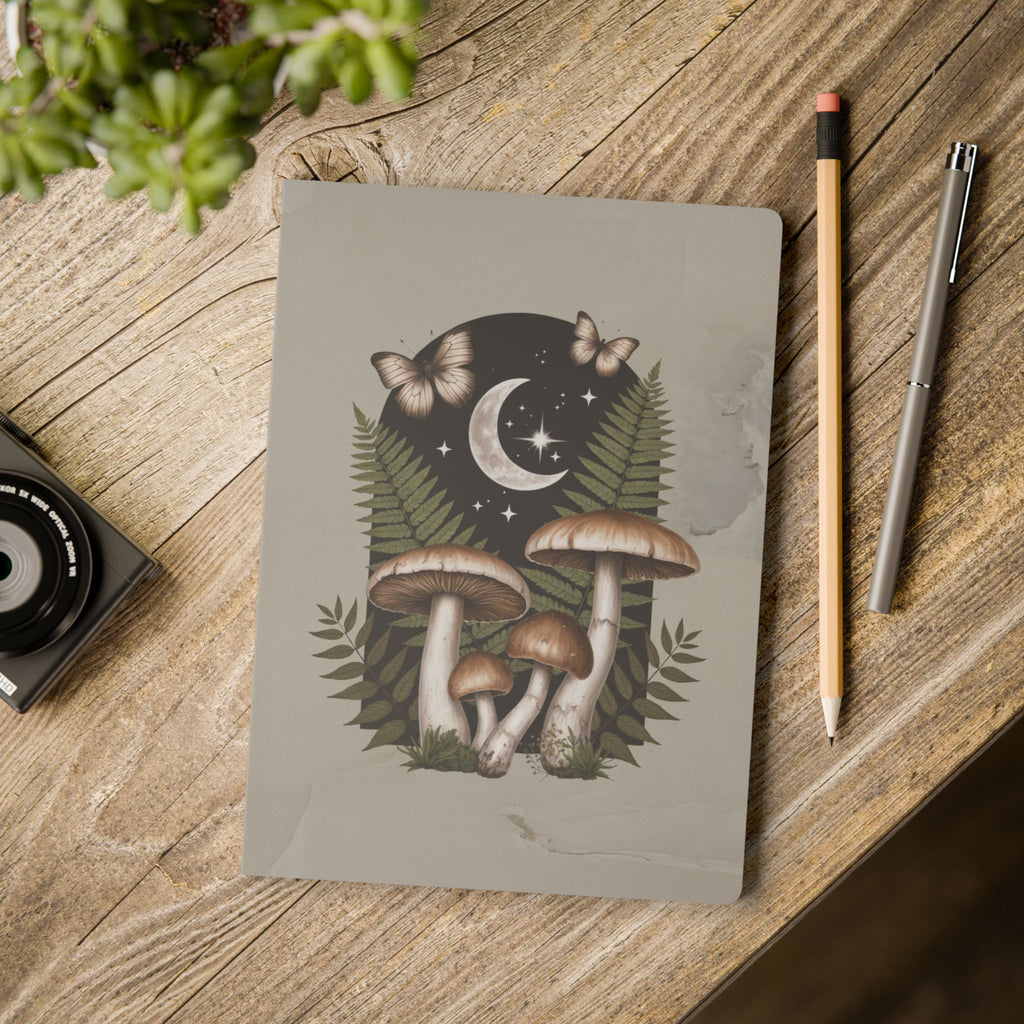Mushroom Moon Softcover Journal | Botanical Night Sky Notebook