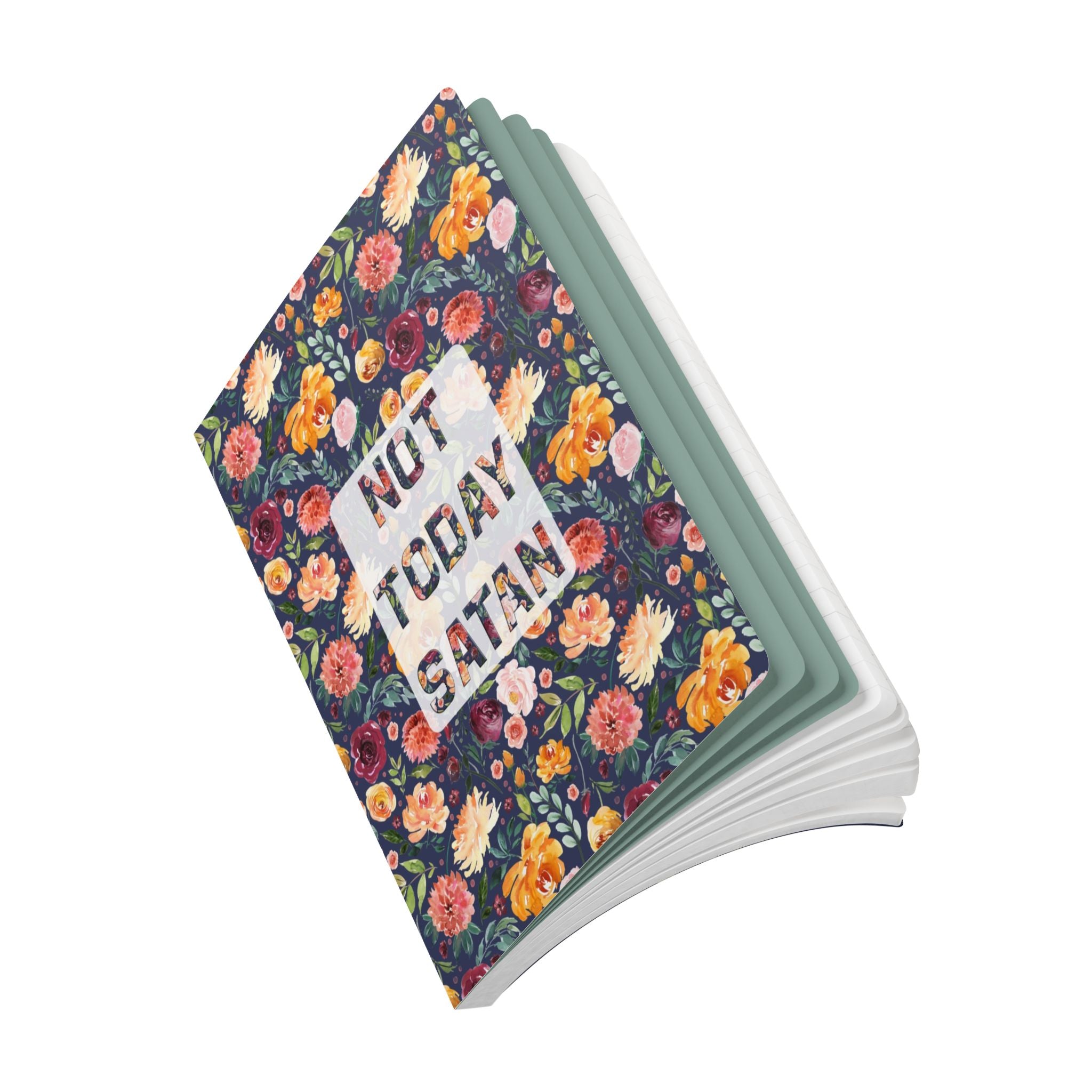 Not Today Satan Softcover Journal | Floral Notebook for Daily Affirmations & Gift