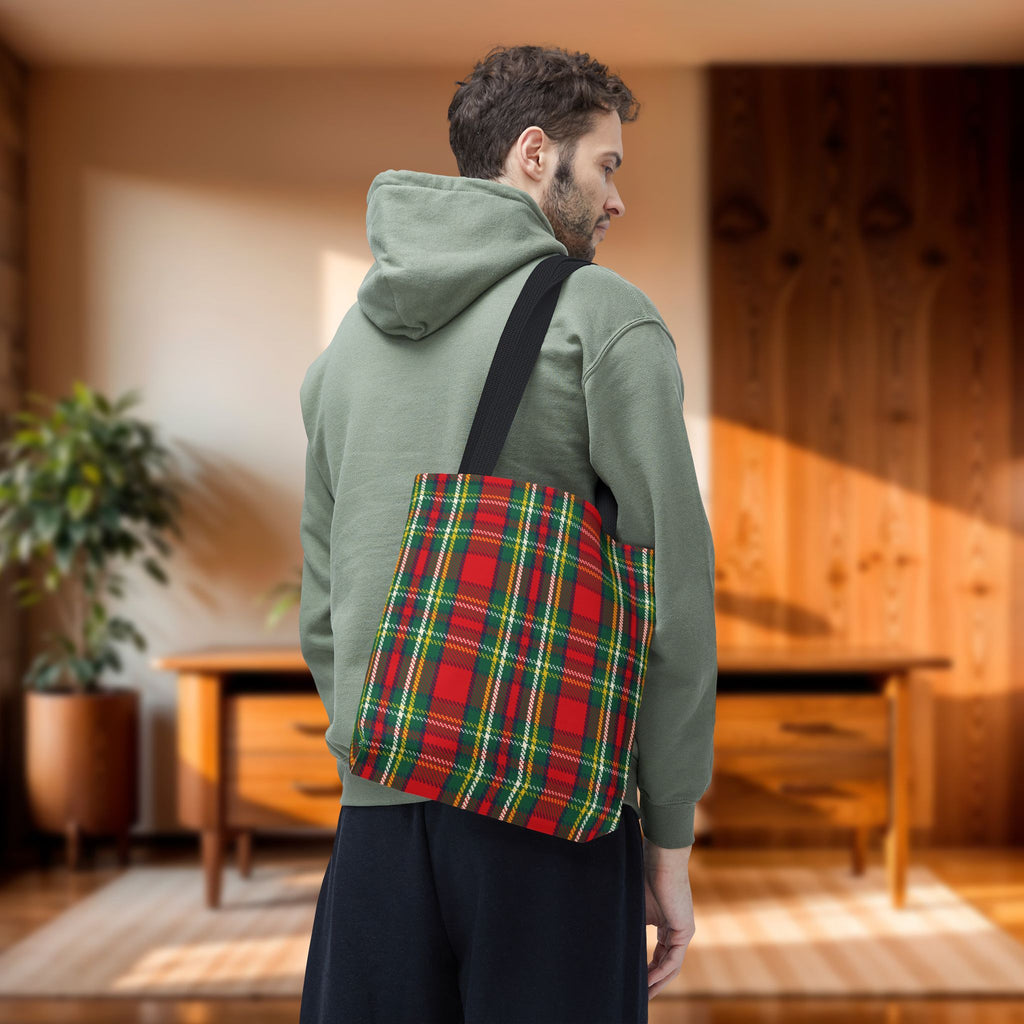 Red Green Tartan Plaid Tote Bag | Classic Scottish Plaid Carryall