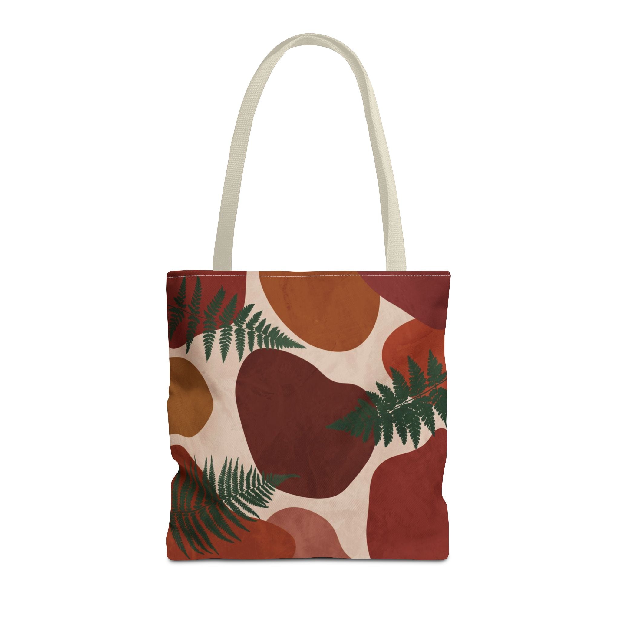 Geometric Fern Tote Bag | Burgundy Rust Mustard Burnt Orange