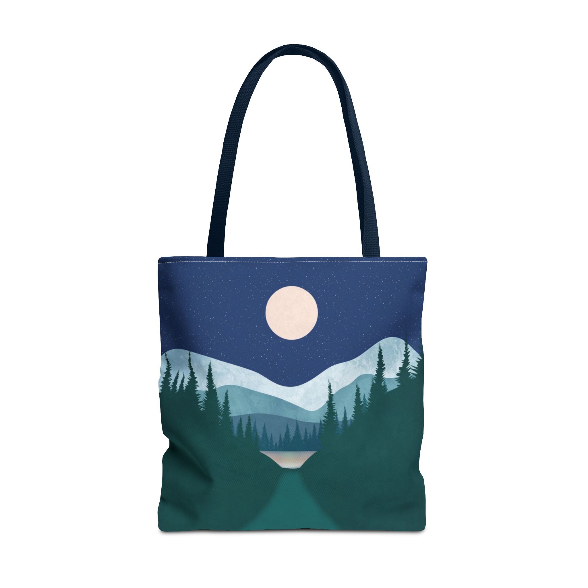 Alpine Moonlit Trail Tote Bag | Night Lake Scenic Tote
