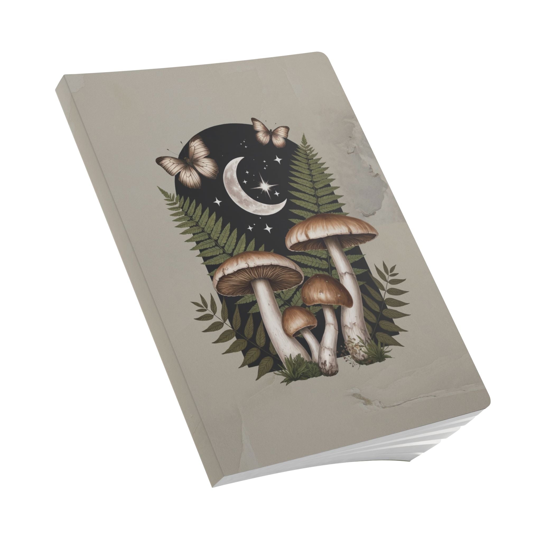 Mushroom Moon Softcover Journal | Botanical Night Sky Notebook