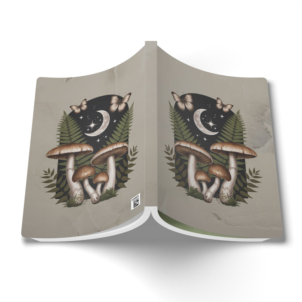 Mushroom Moon Softcover Journal | Botanical Night Sky Notebook