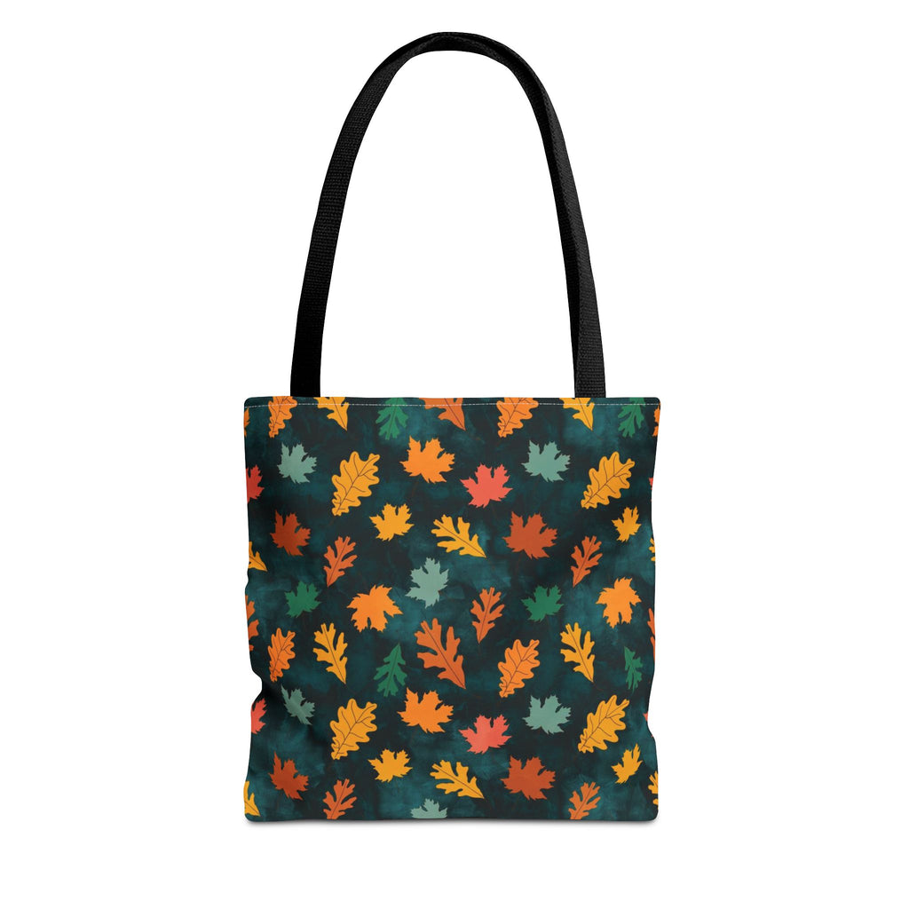Teal Fall Leaves Tote Bag | Autumn Leaf Pattern