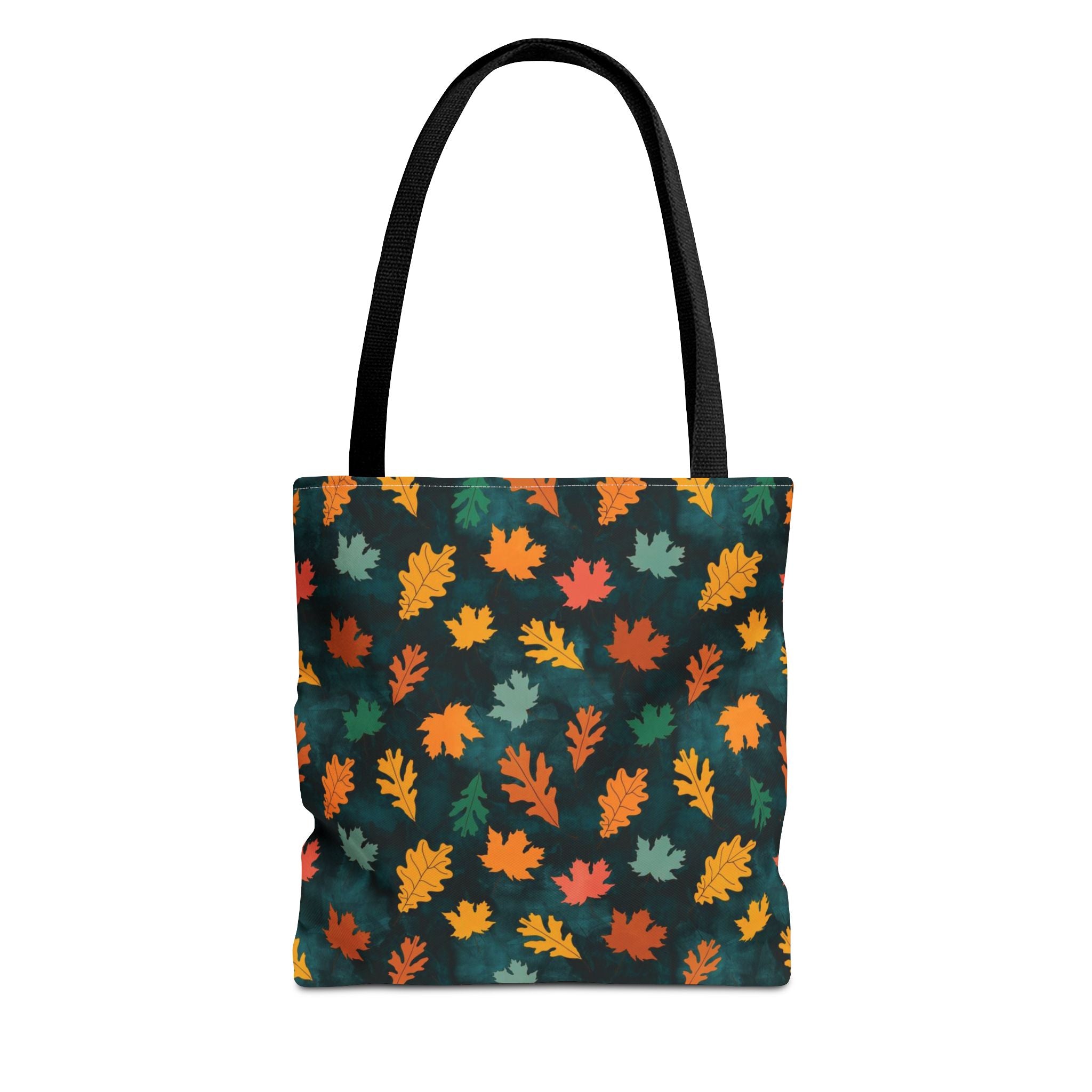 Teal Fall Leaves Tote Bag | Autumn Leaf Pattern