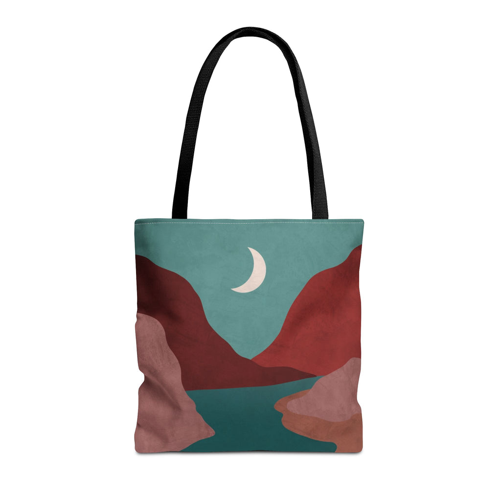 Moonlit Mountain Stream Tote Bag | Burgundy And Teal
