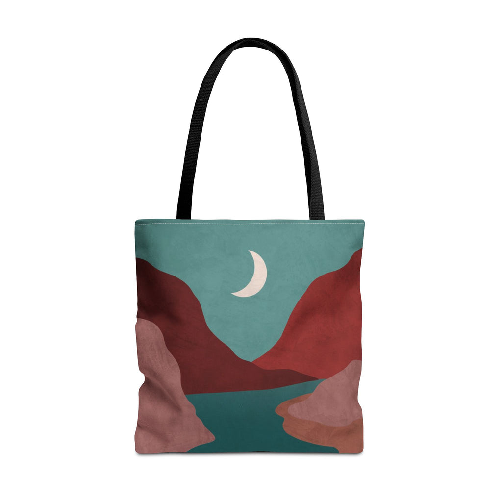 Moonlit Mountain Stream Tote Bag | Burgundy And Teal