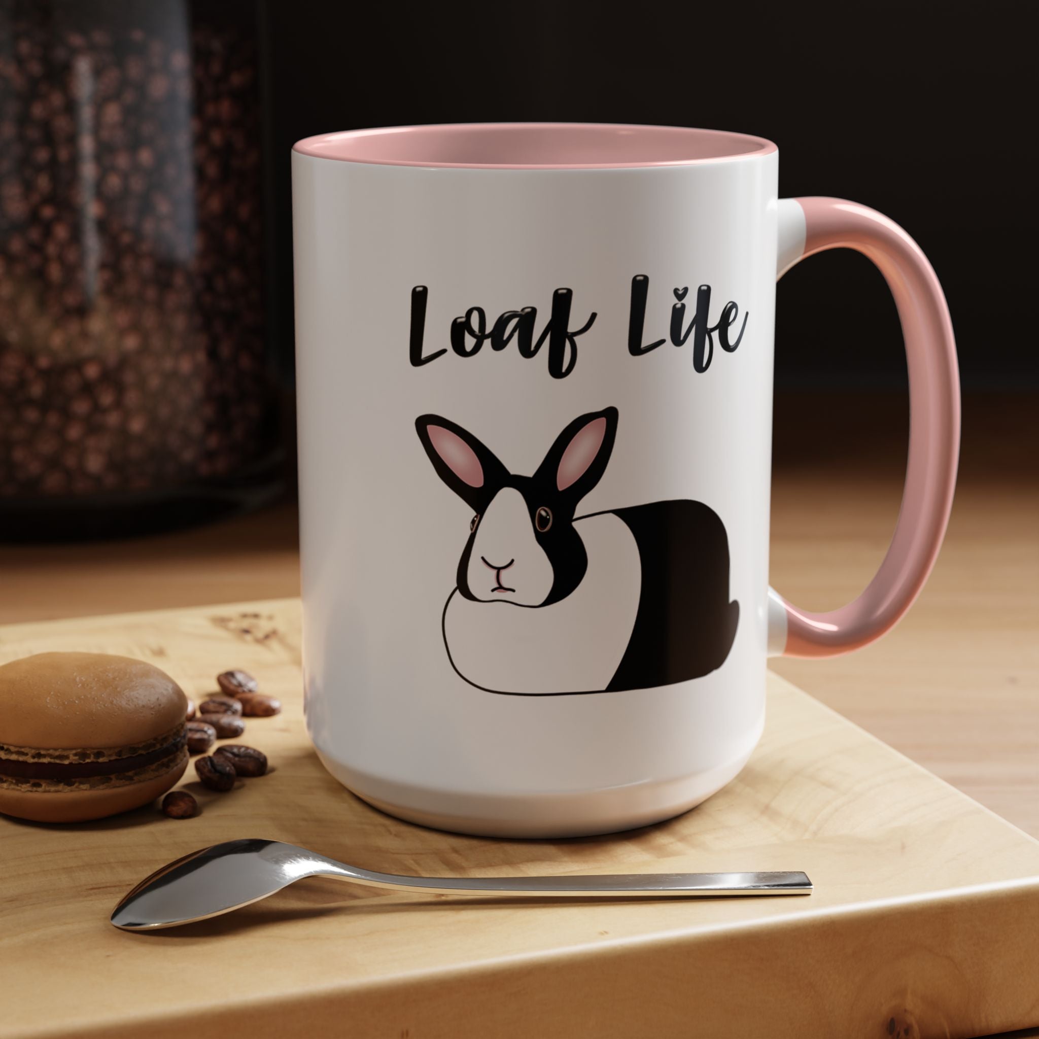 Loaf Life Dutch Rabbit Coffee Mug | 11oz & 15oz Ceramic Black Dutch Accent Mug