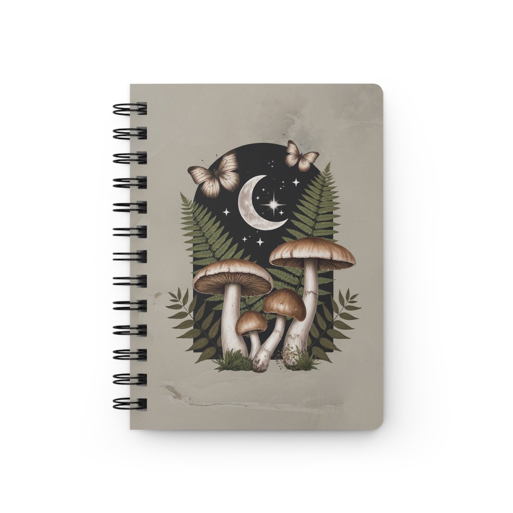 Mushroom Moon Cottagecore Spiral Notebook | Botanical Night Journal