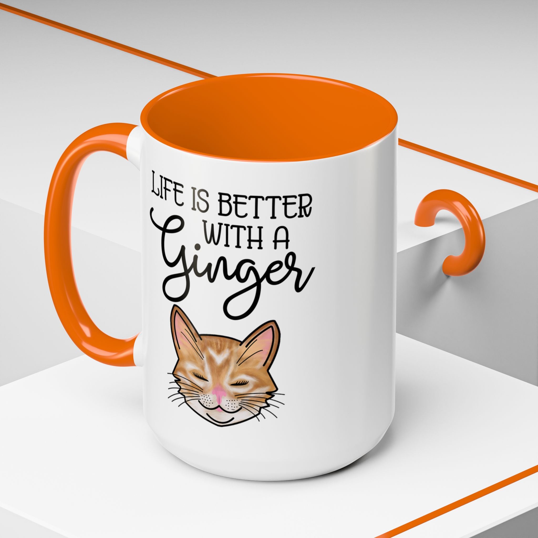 Ginger Cat Coffee Mug | "Life Is Better With a Ginger" Accent Mug