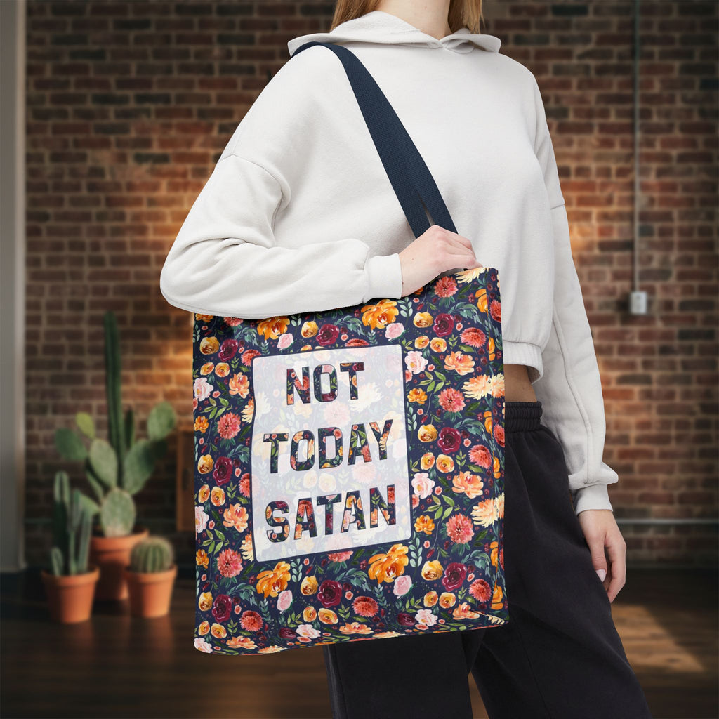Not Today Satan Floral Tote Bag