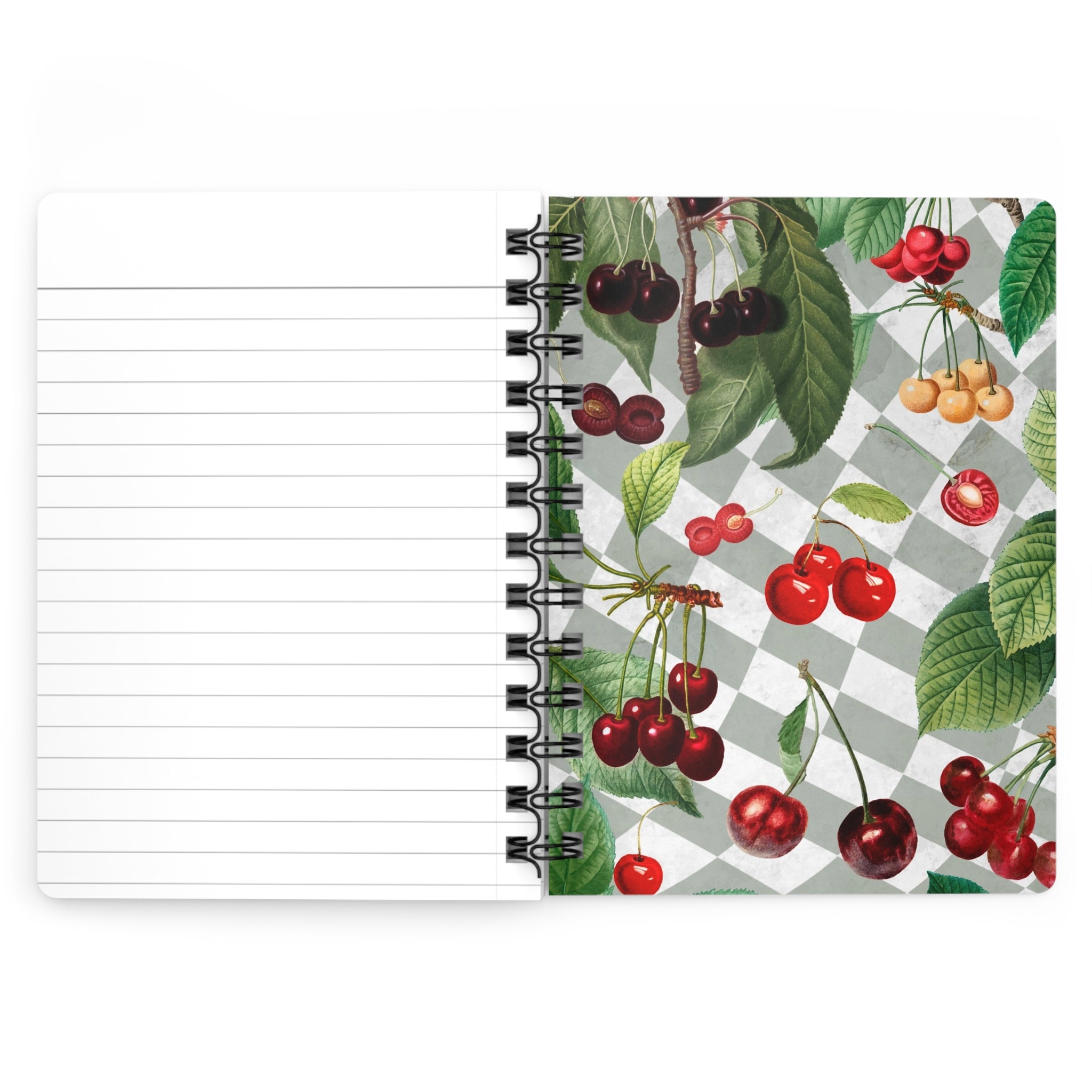 Cherry Gray Checkered Spiral Laminated Journal Notebook