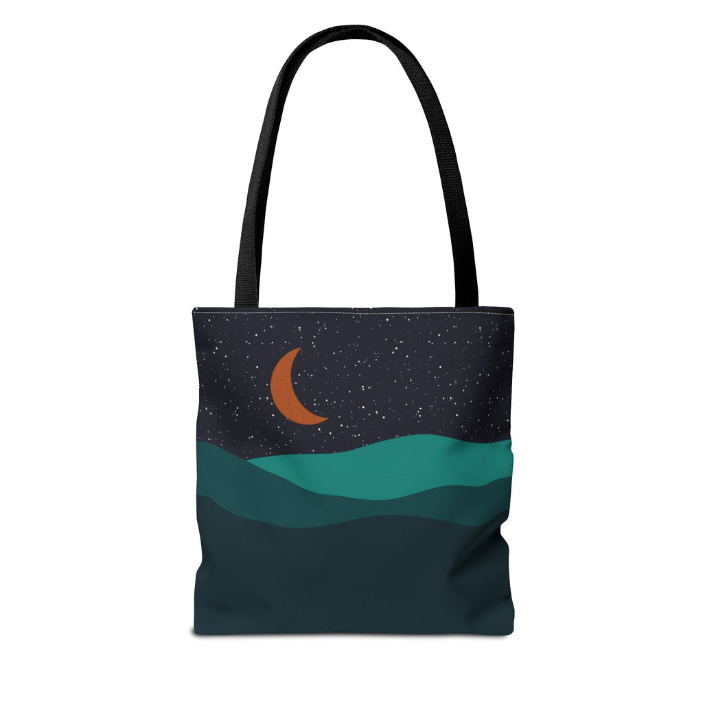 Mountain Desert Crescent Moon Tote Bag | Orange and Teal