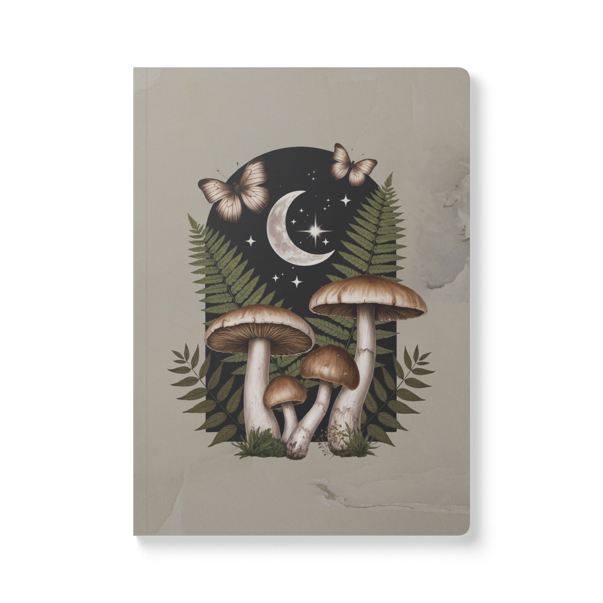 Mushroom Moon Softcover Journal | Botanical Night Sky Notebook
