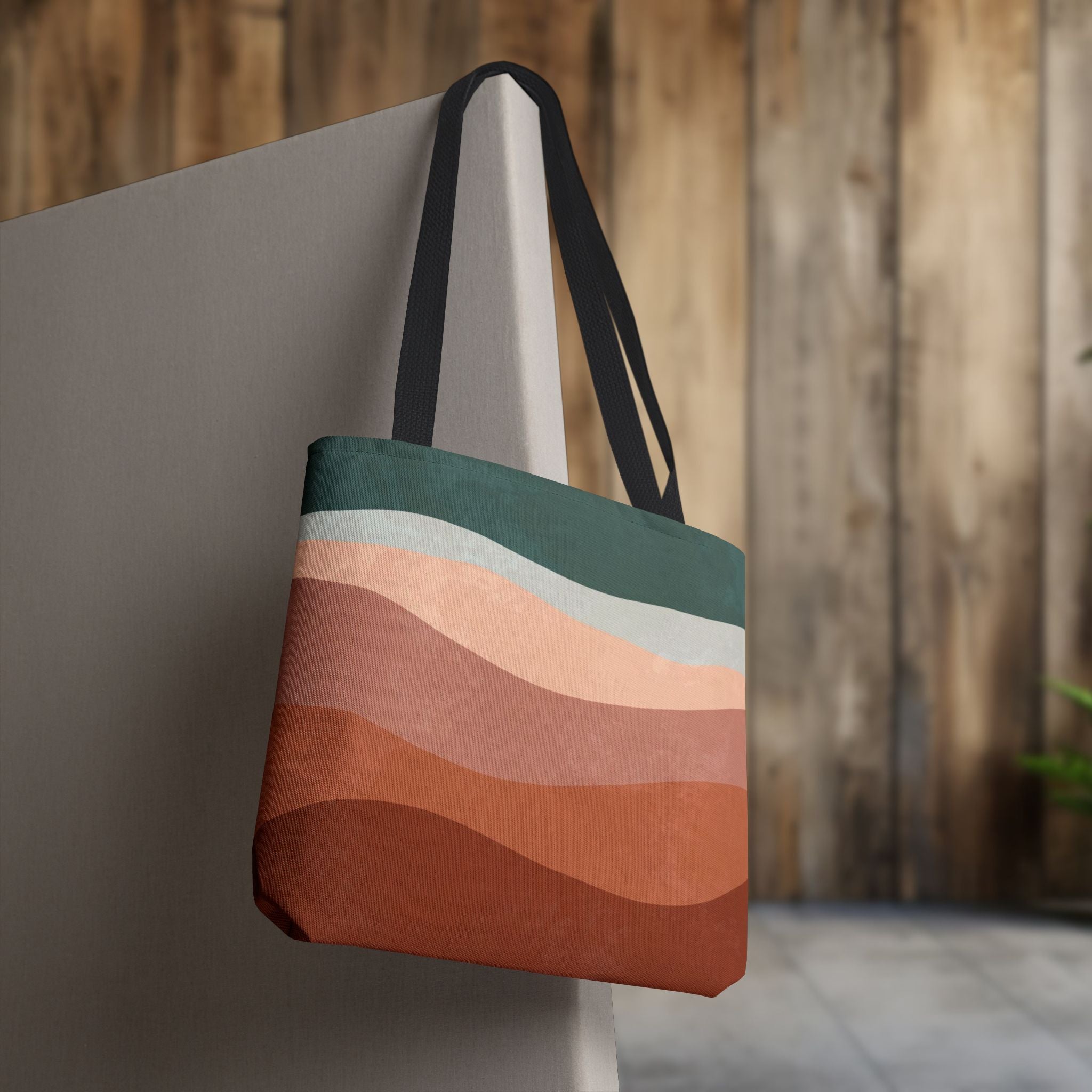 Abstract Boho Hills Terracotta Tote Bag | Rust & Teal
