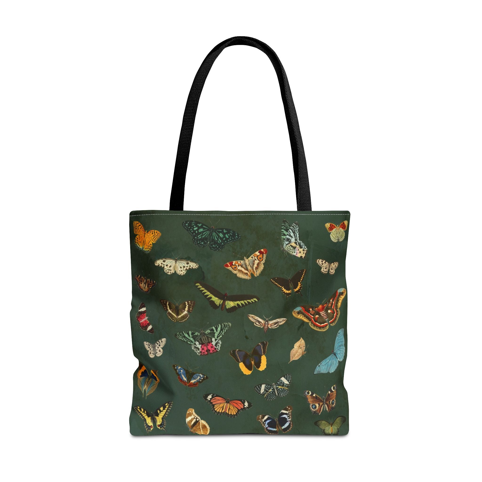 Butterfly and Moth Dark Olive Green Tote Bag