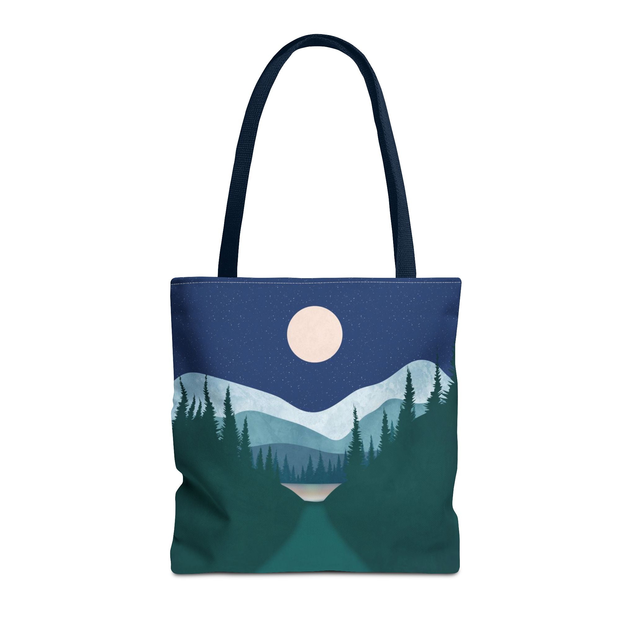 Alpine Moonlit Trail Tote Bag | Night Lake Scenic Tote