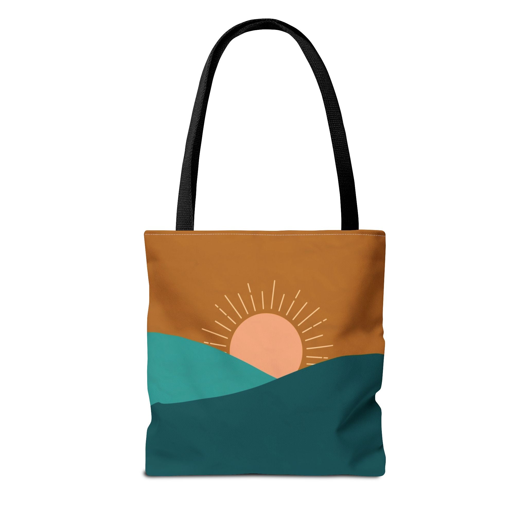 Boho Desert Tote Bag - Mustard & Teal Abstract Print