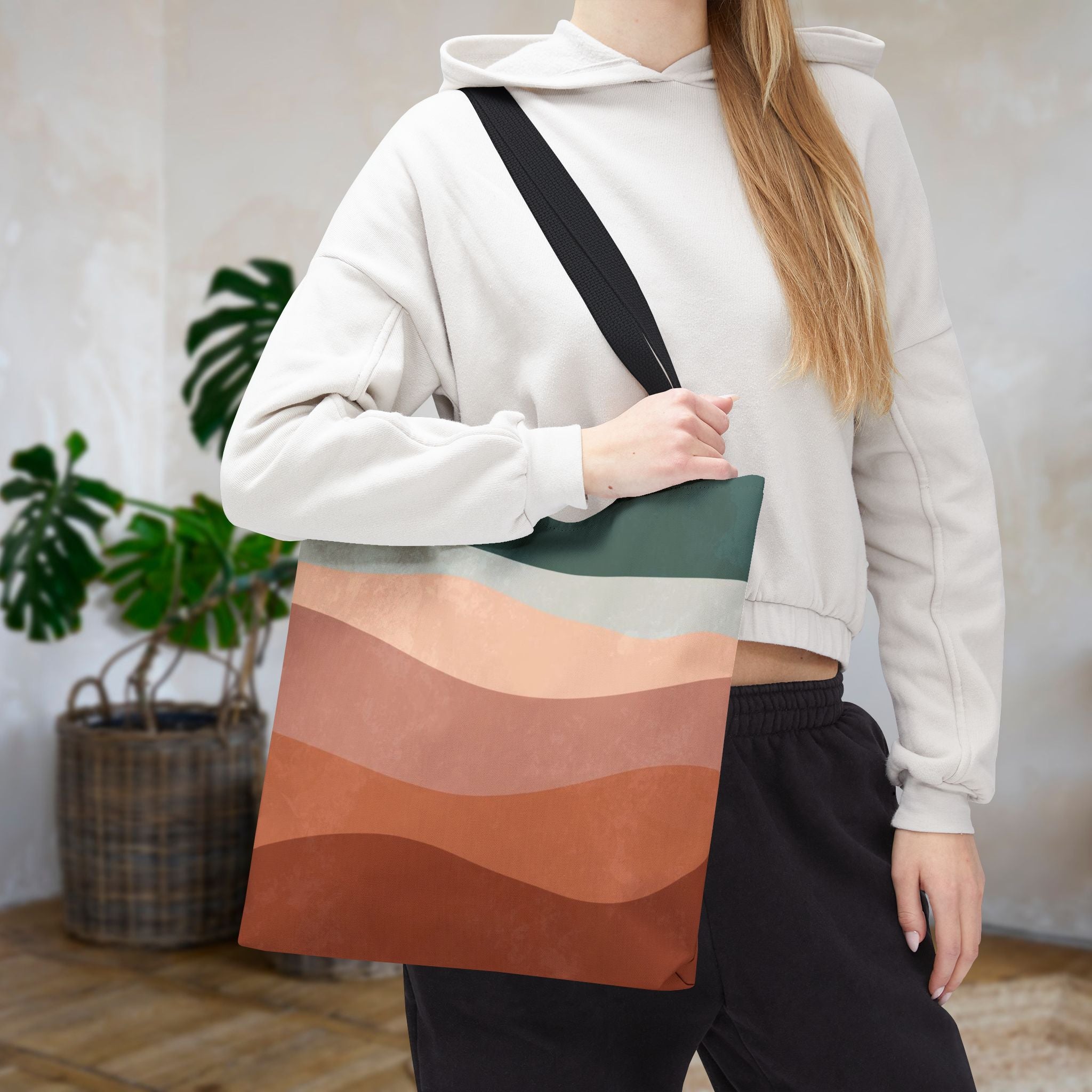 Abstract Boho Hills Terracotta Tote Bag | Rust & Teal