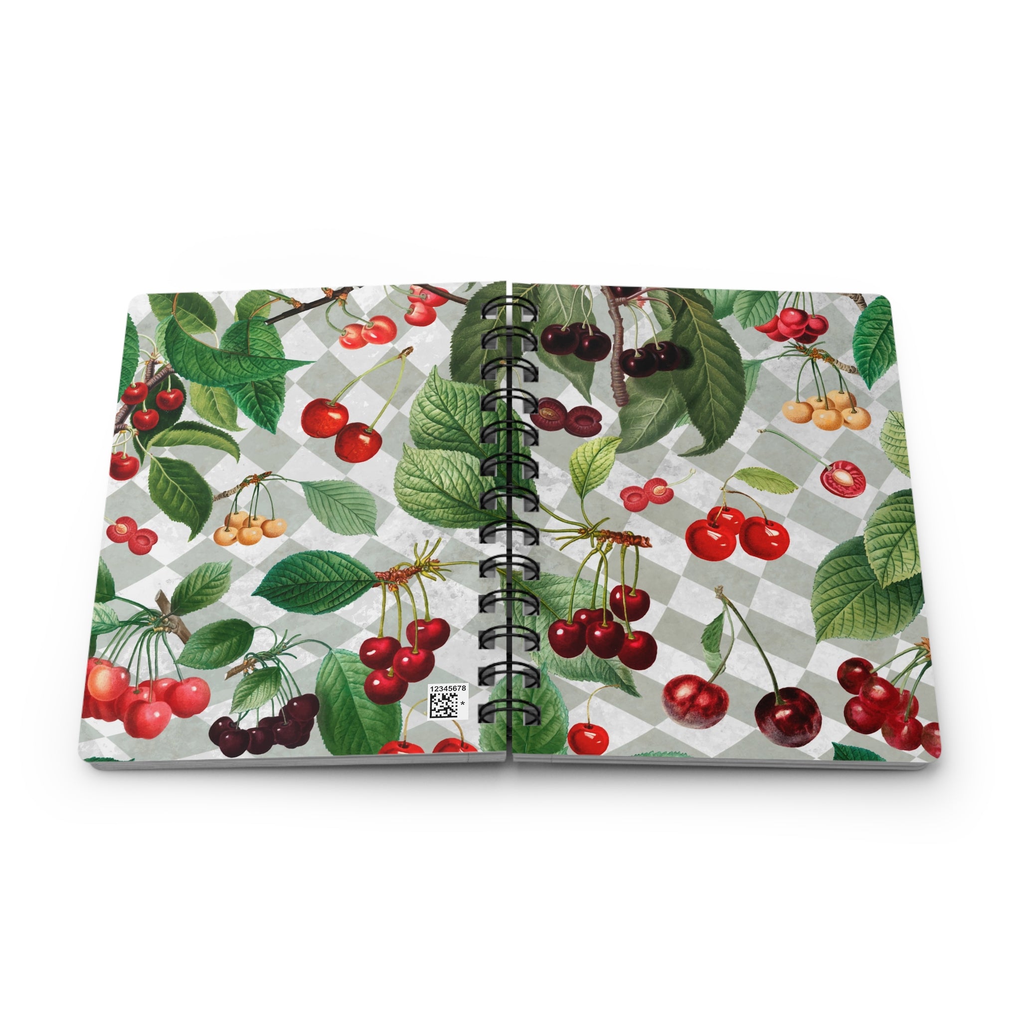 Cherry Gray Checkered Spiral Laminated Journal Notebook