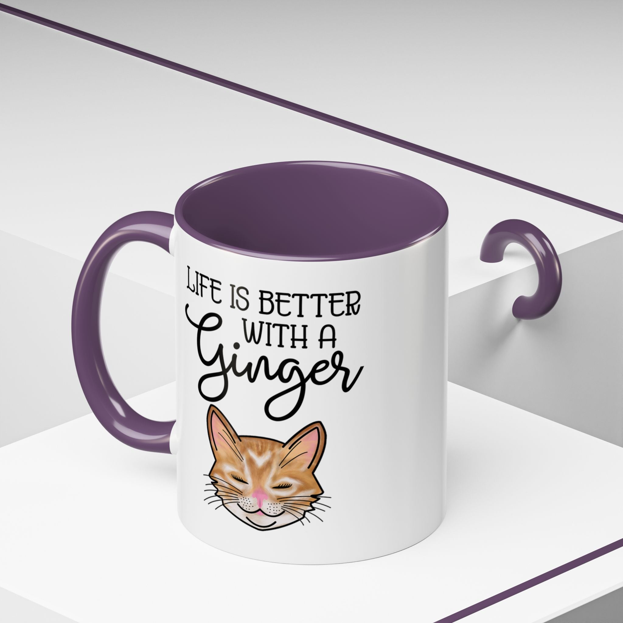 Ginger Cat Coffee Mug | "Life Is Better With a Ginger" Accent Mug