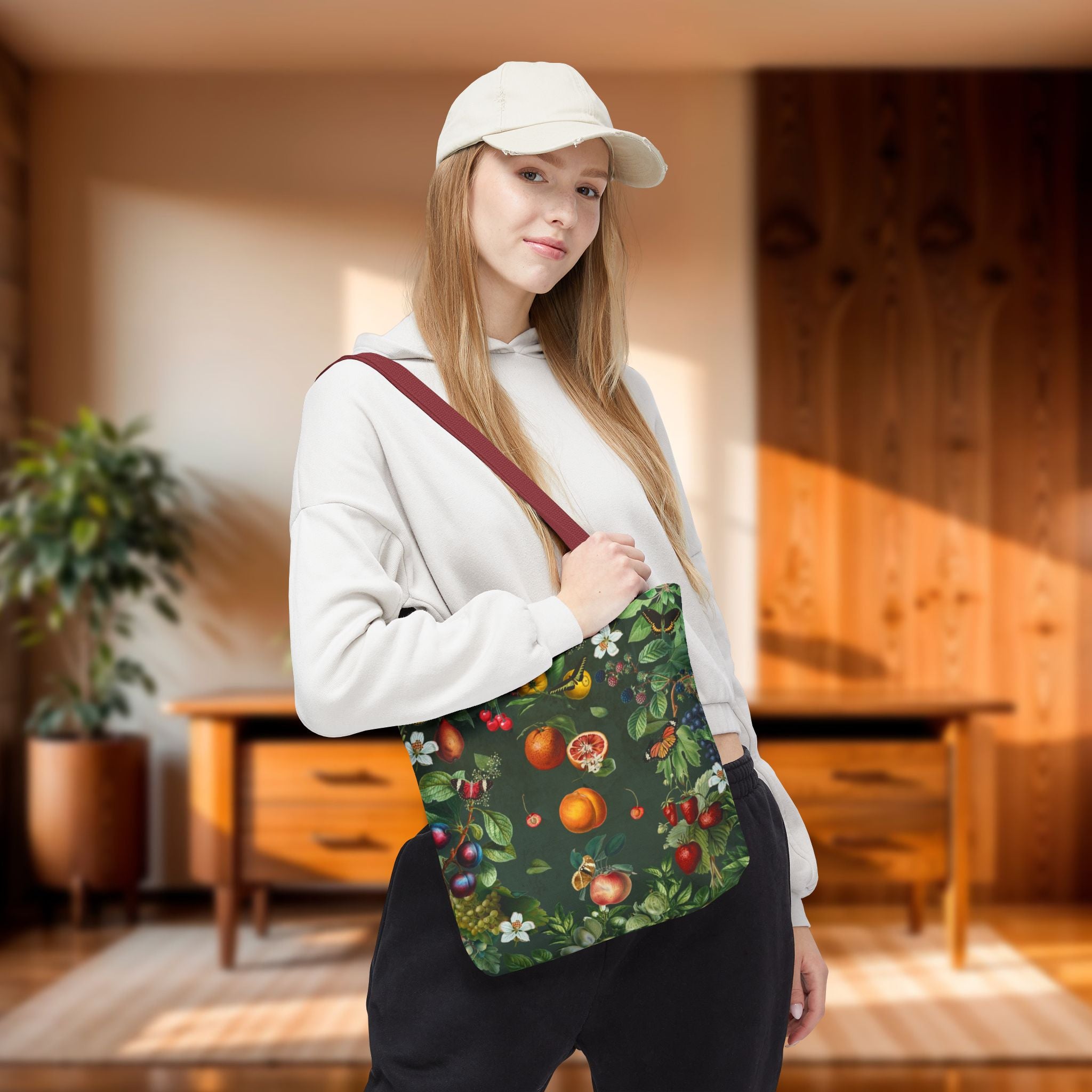 Cottagecore Fruit Garden Tote Bag — Vintage Floral & Orchard