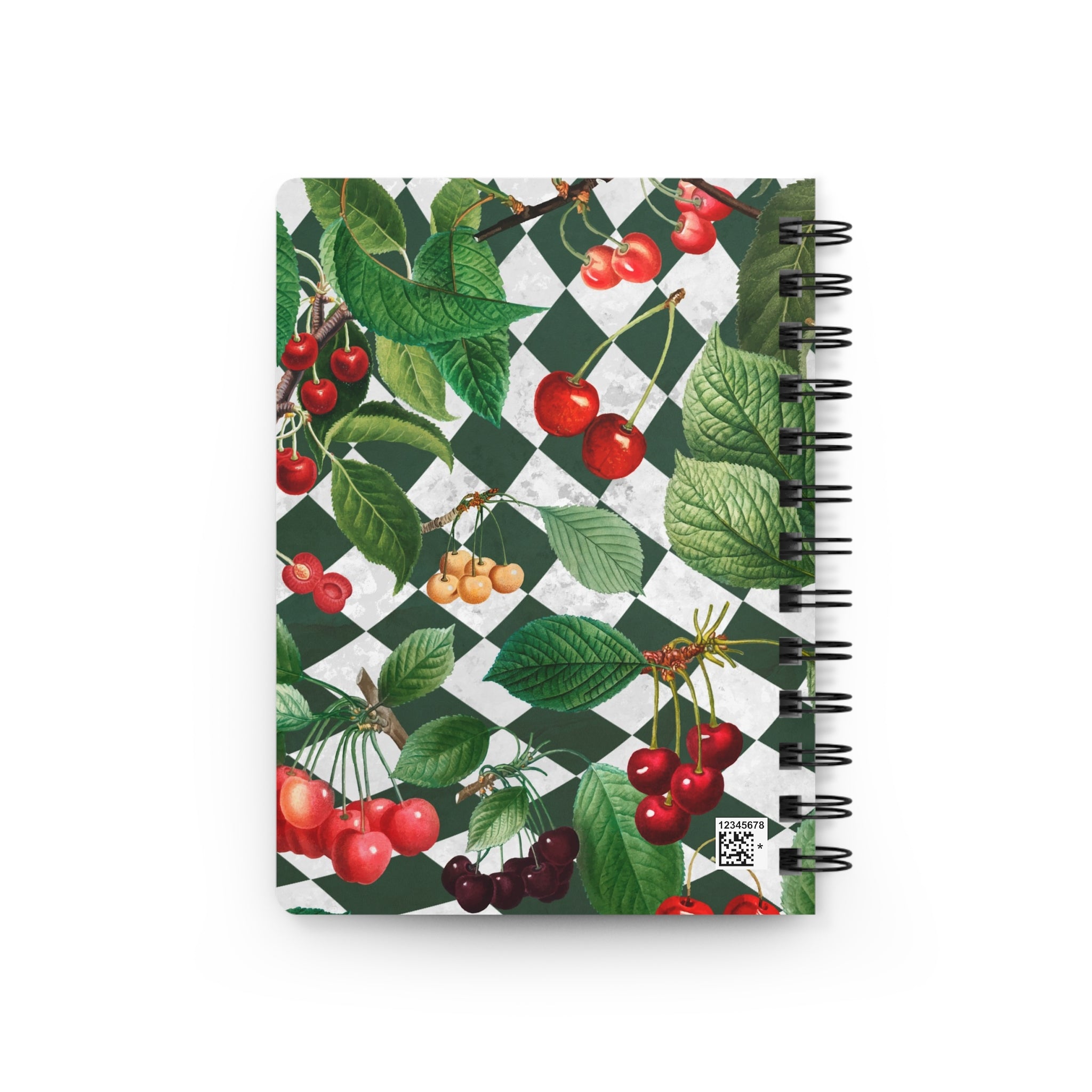Cherry Green Checkered Spiral Laminated Journal Notebook