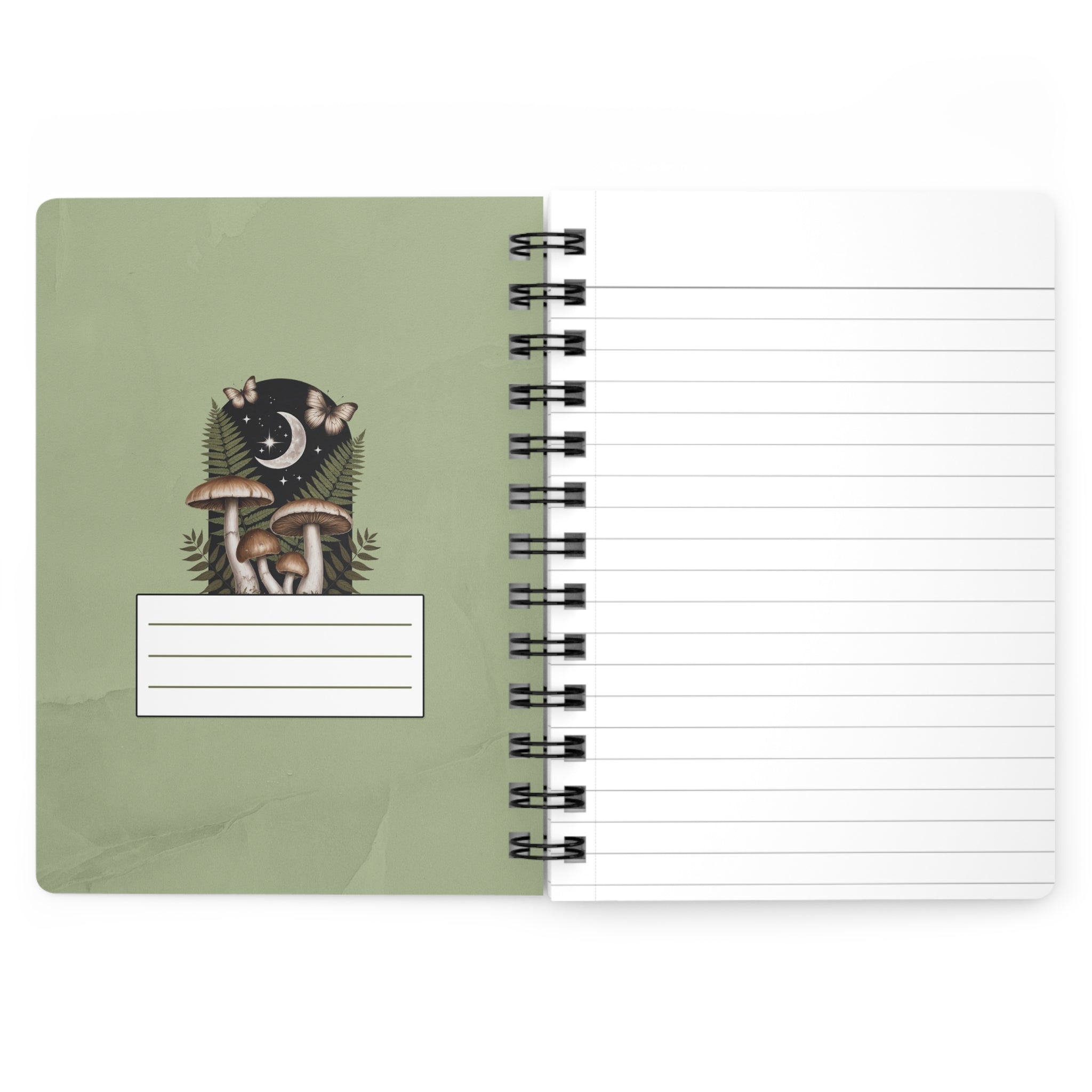 Mushroom Moon Cottagecore Spiral Notebook | Botanical Night Journal
