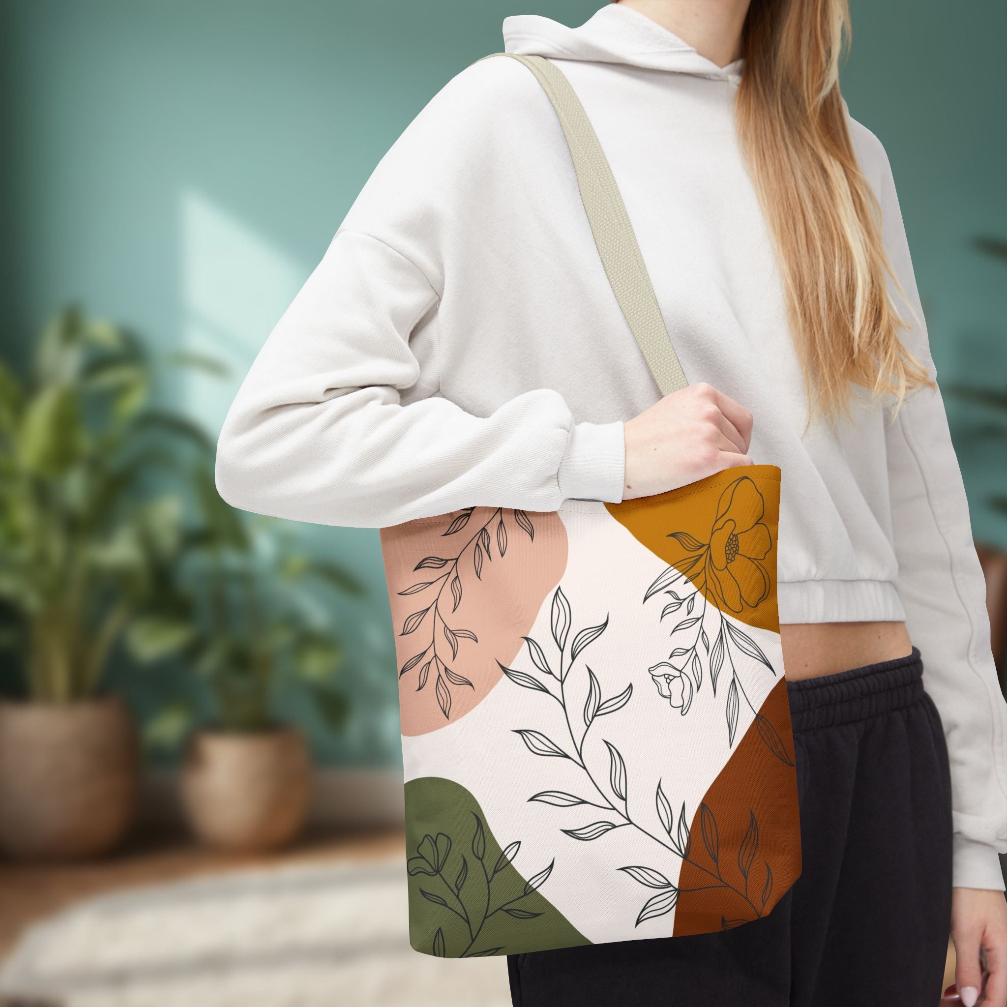 Abstract Floral Line Art Tote Bag | Minimal Botanical Illustration
