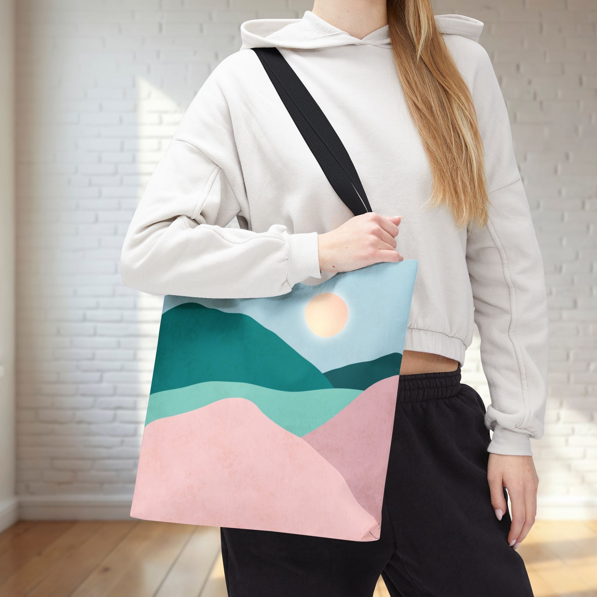 Mountain Desert Pastel Tote Bag | Mint, Teal & Pink