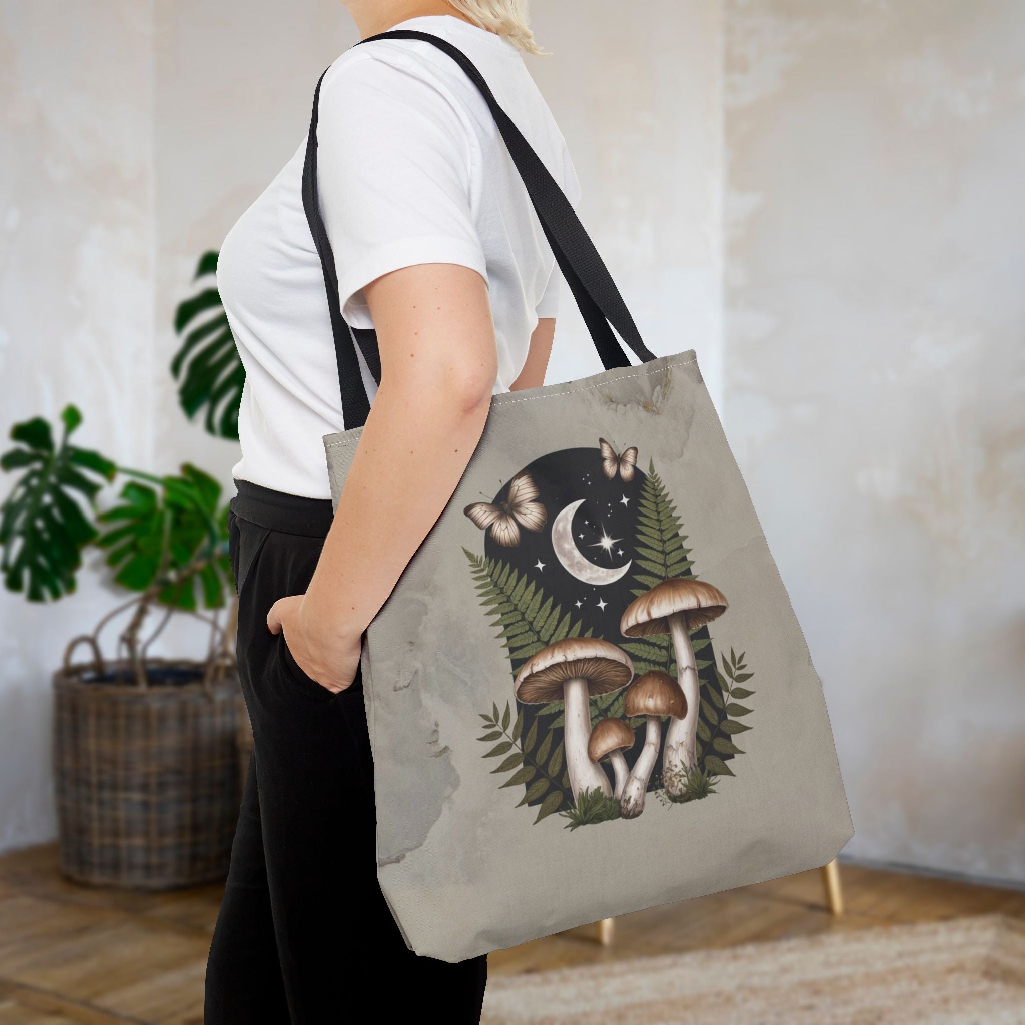 Mushroom Moon Cottagecore Tote Bag