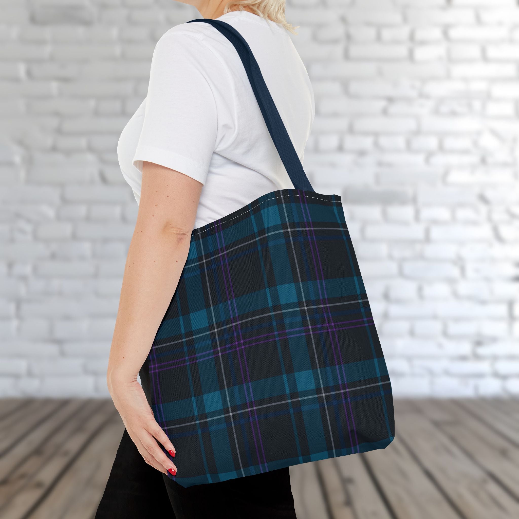 Tartan Plaid Tote Bag | Teal Navy Purple