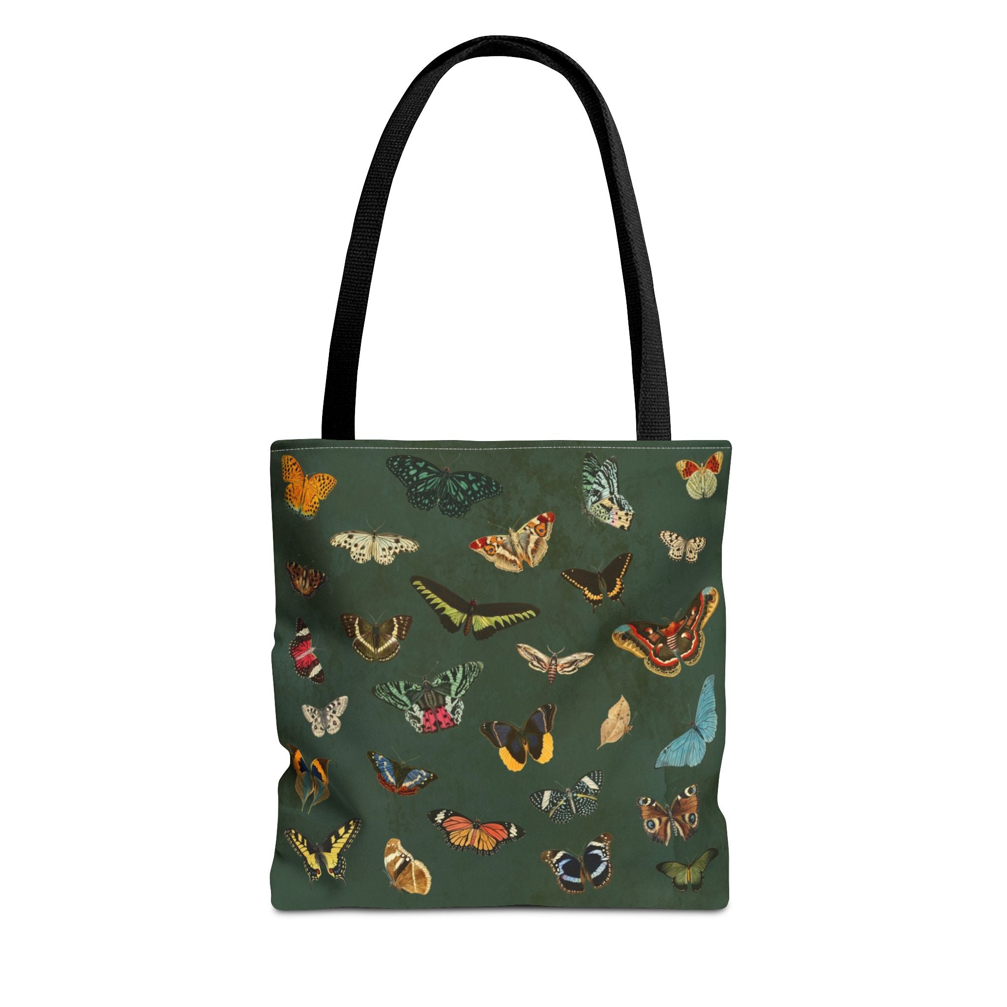 Butterfly and Moth Dark Olive Green Tote Bag