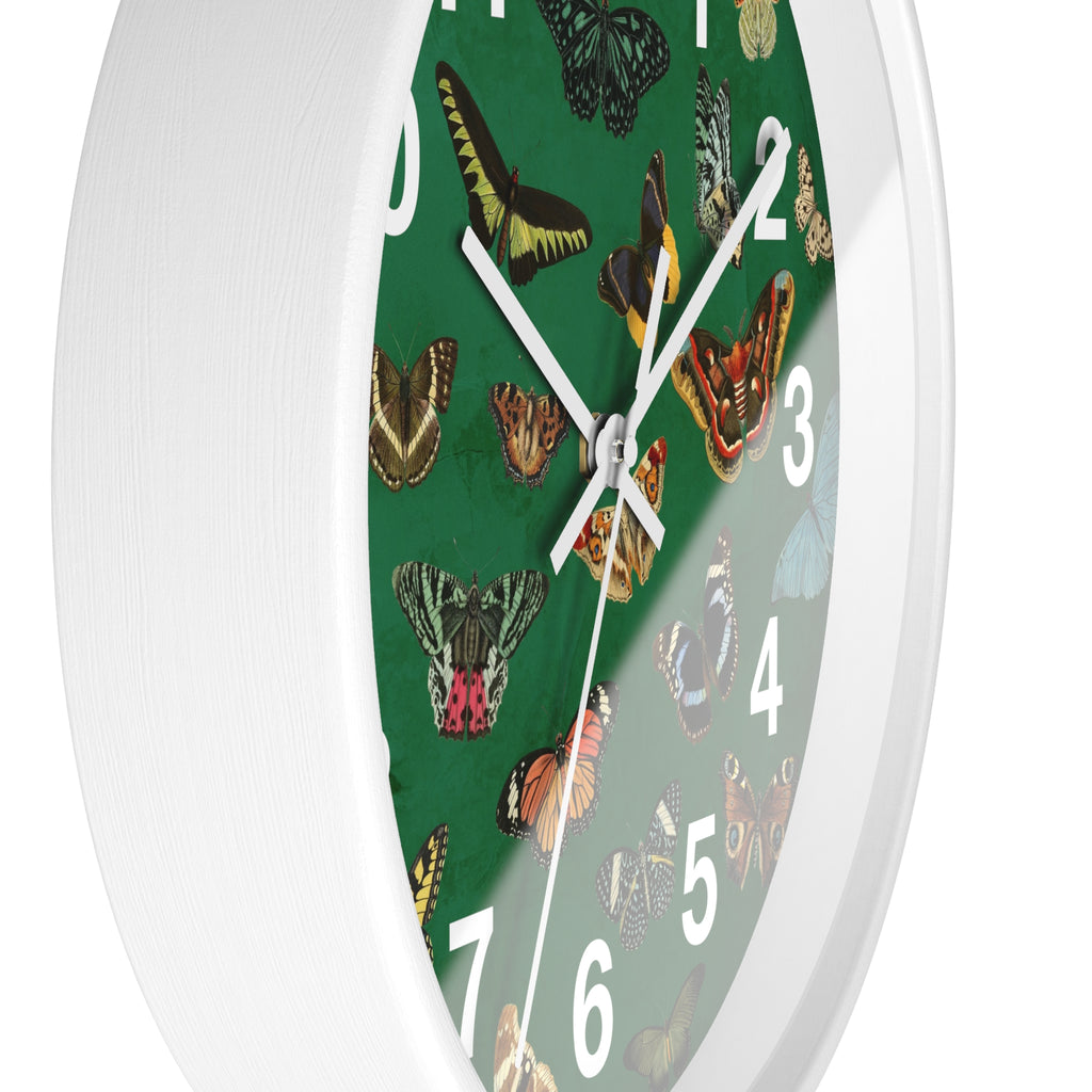 Verdant Green Butterfly & Moth Wall Clock