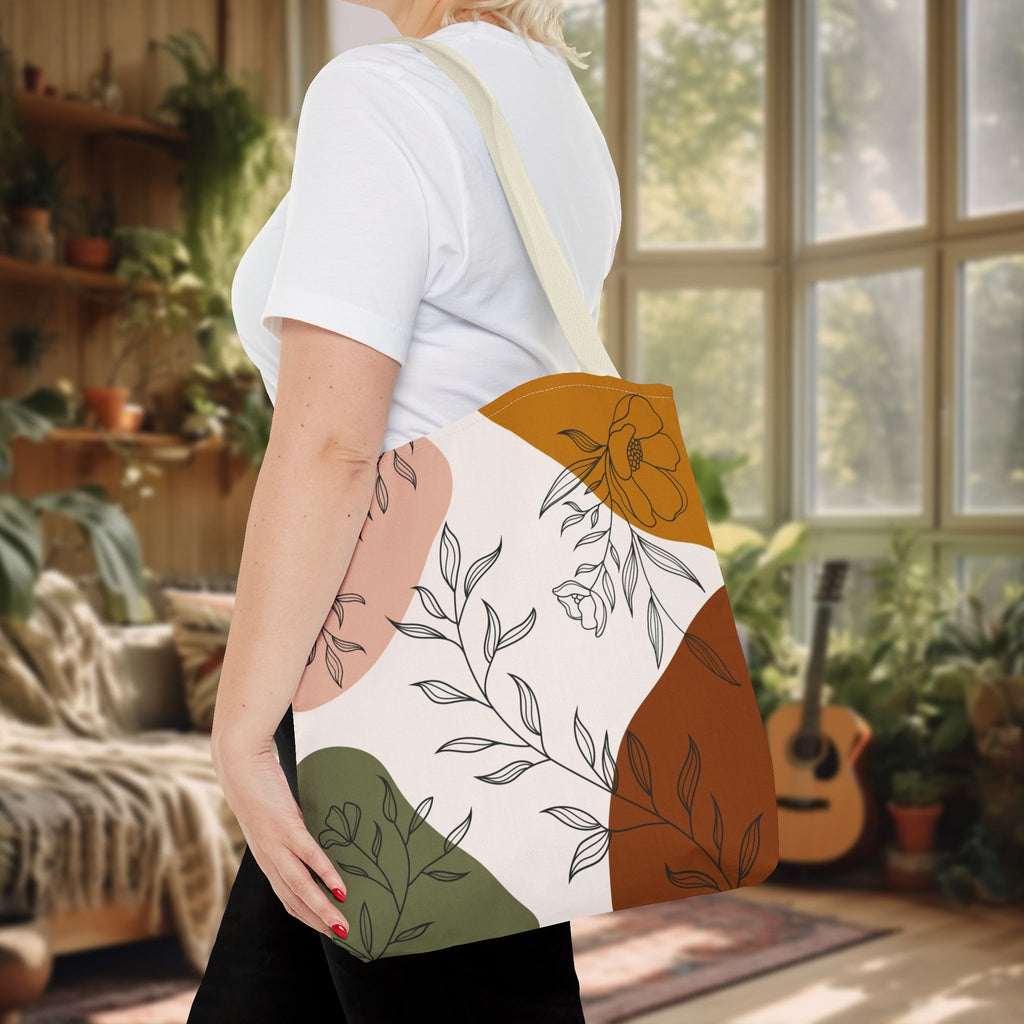 Abstract Floral Line Art Tote Bag | Minimal Botanical Illustration