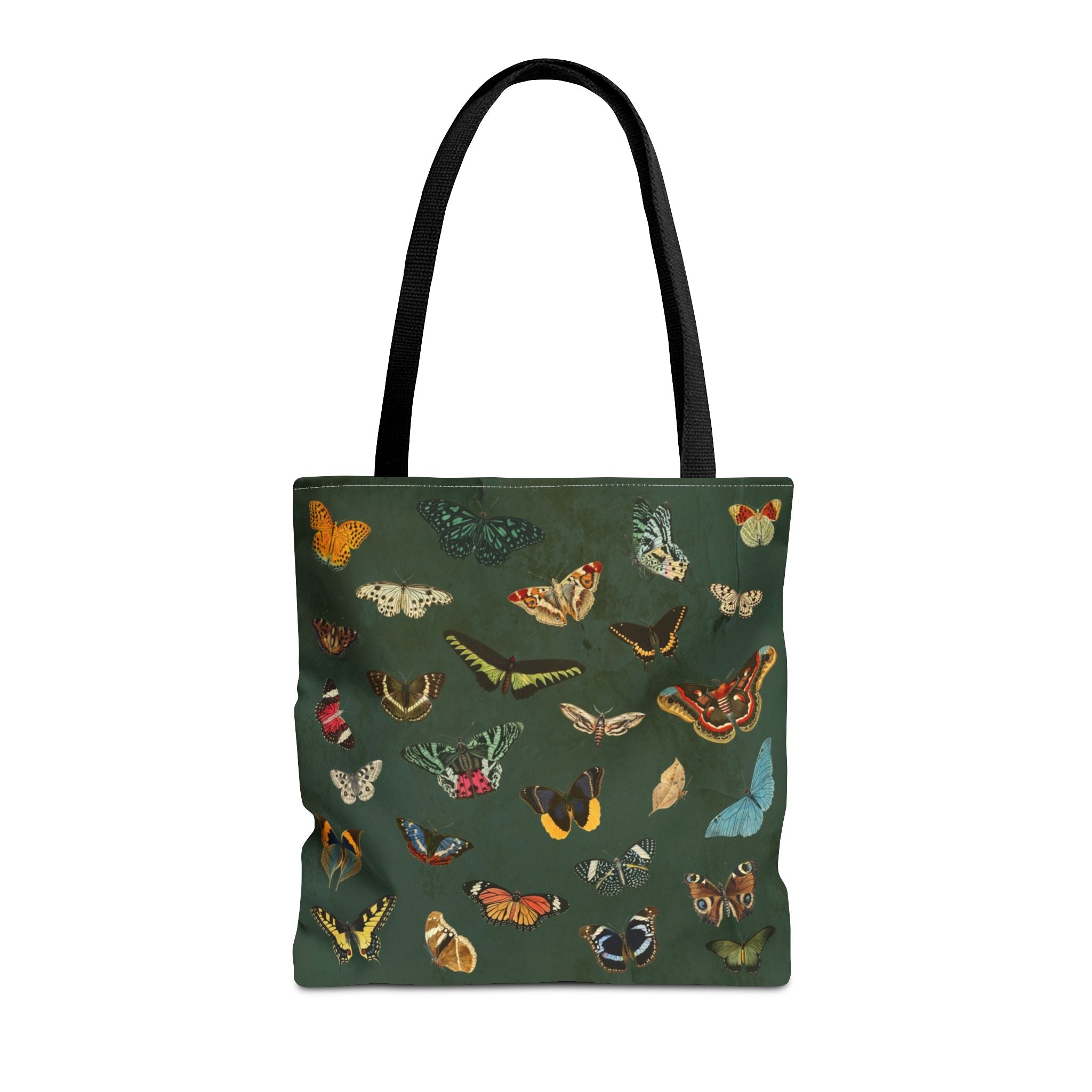 Butterfly and Moth Dark Olive Green Tote Bag