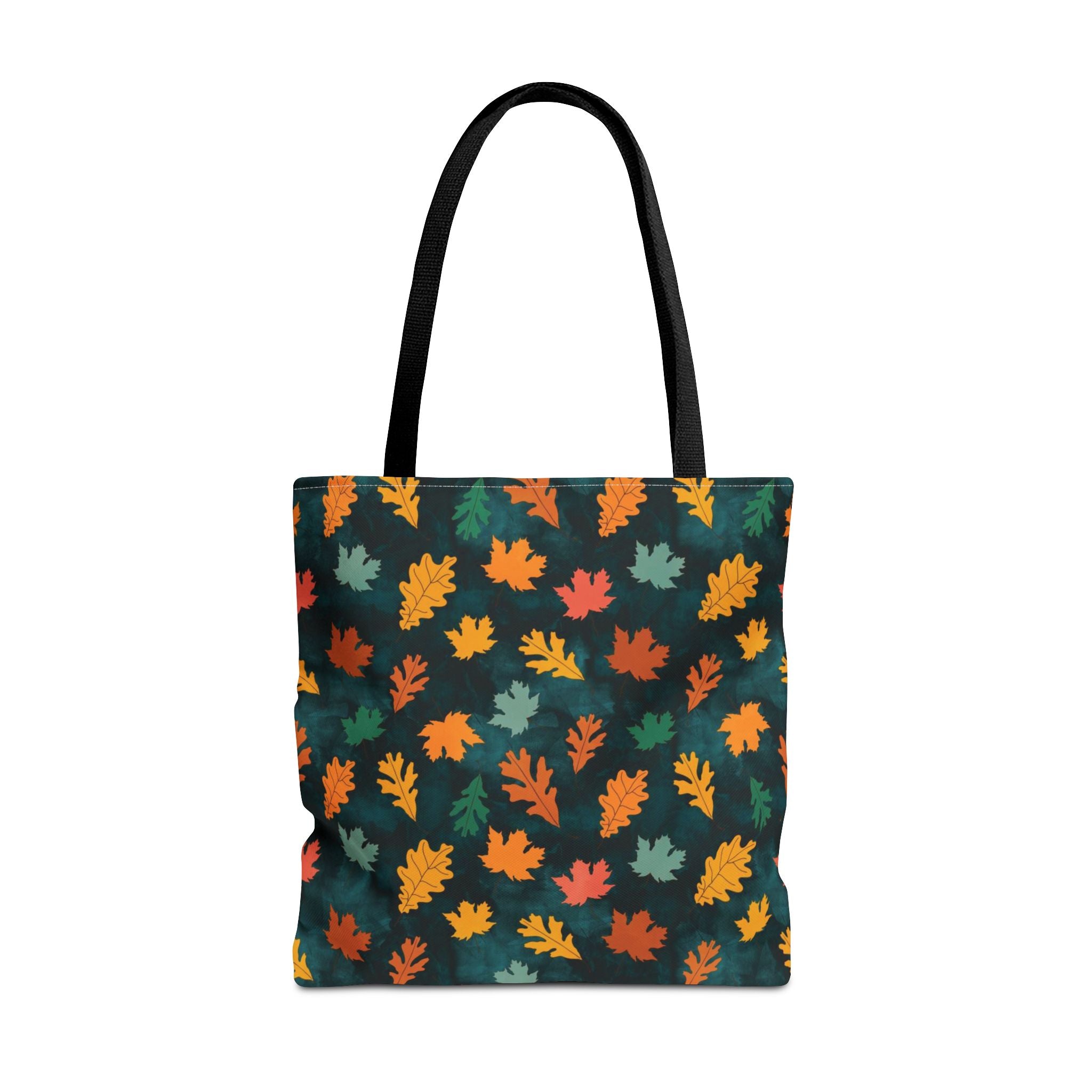 Teal Fall Leaves Tote Bag | Autumn Leaf Pattern